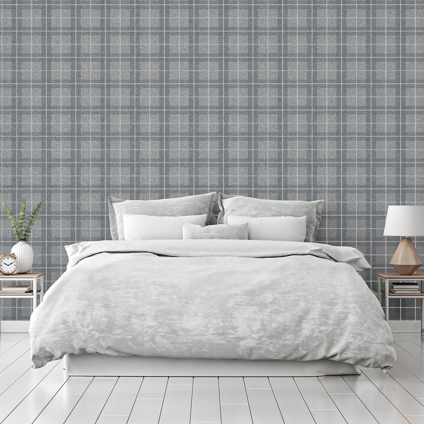 hudson-grey-checkered-plaid-wallpaper-york-wallcoverings-ah251906 - York Wallcoverings Wallpaper