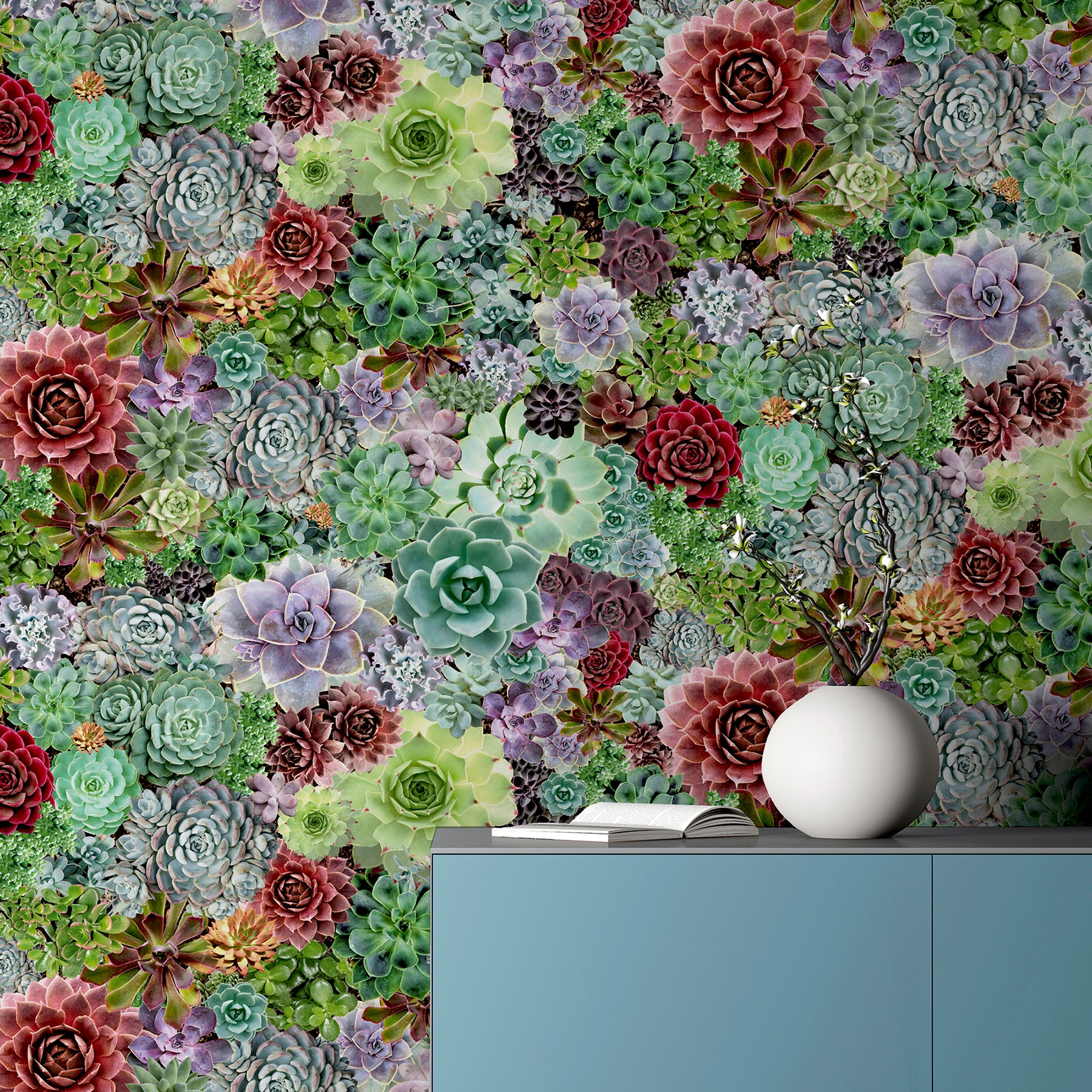 rhea-multicolor-succulents-wallpaper-york-wallcoverings-ah259402 - York Wallcoverings Wallpaper