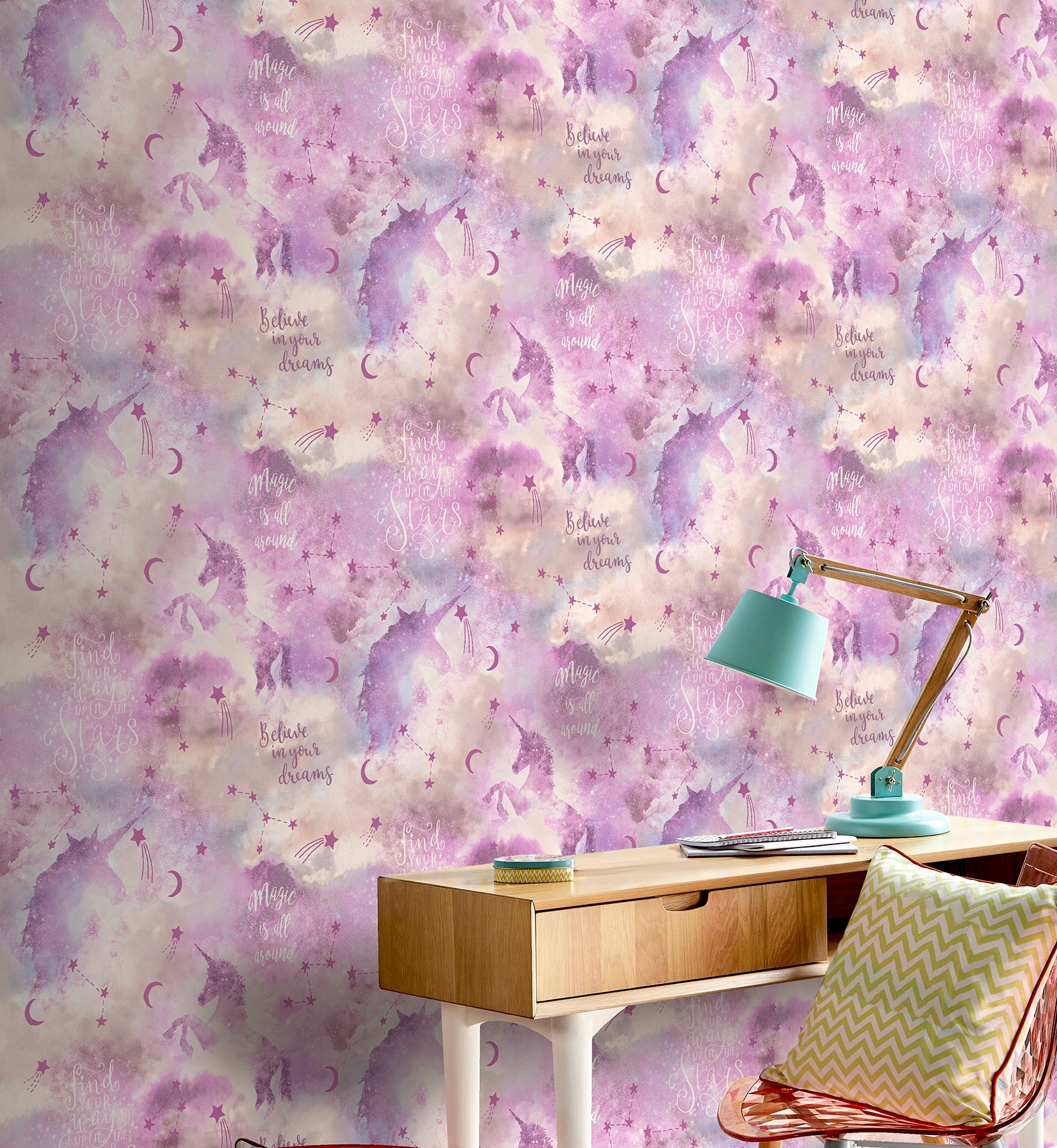 xena-pink-galaxy-unicorn-wallpaper-york-wallcoverings-ah292901 - York Wallcoverings Wallpaper