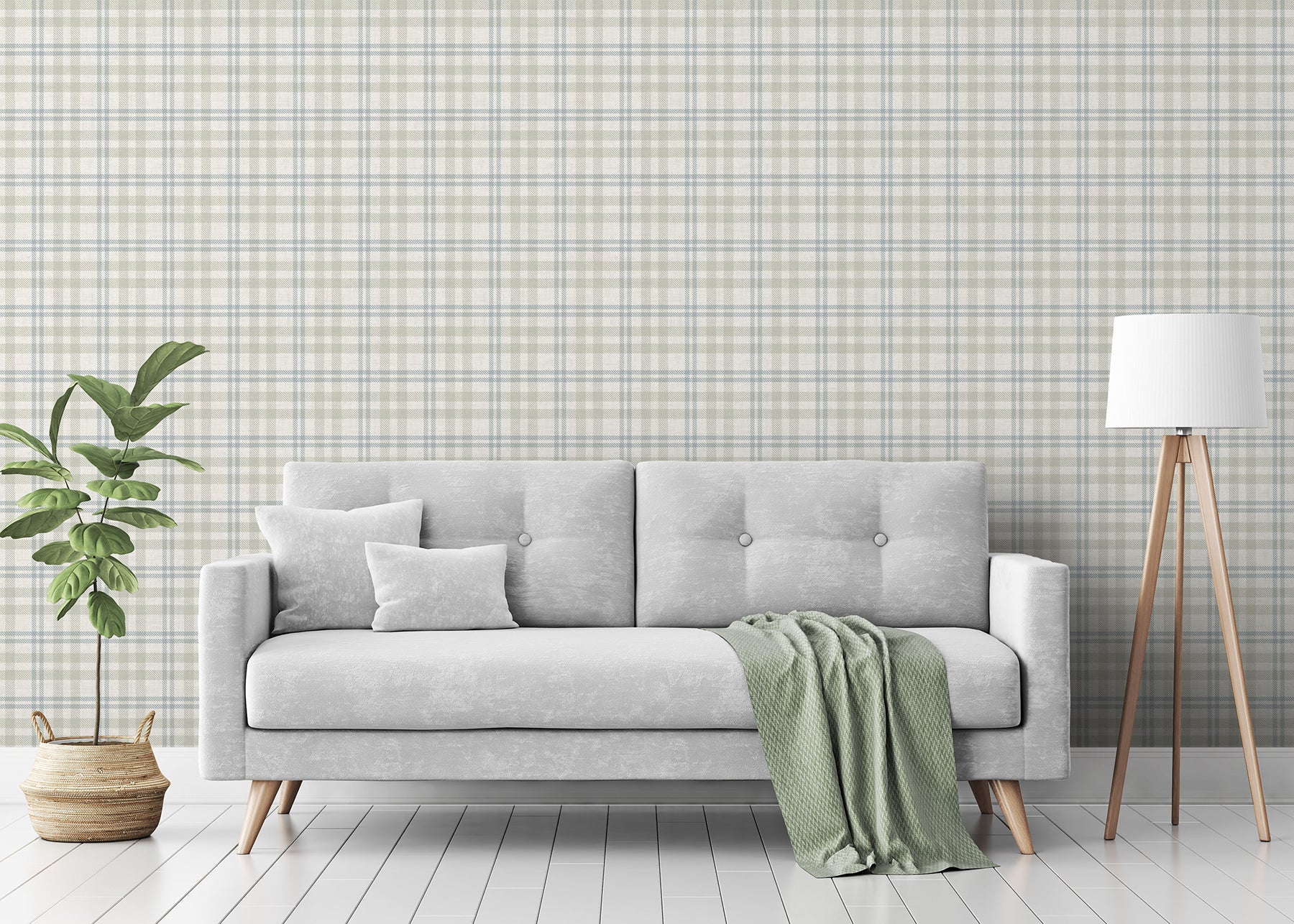 corrine-neutral-countryside-check-wallpaper-york-wallcoverings-ah294606 - York Wallcoverings Wallpaper