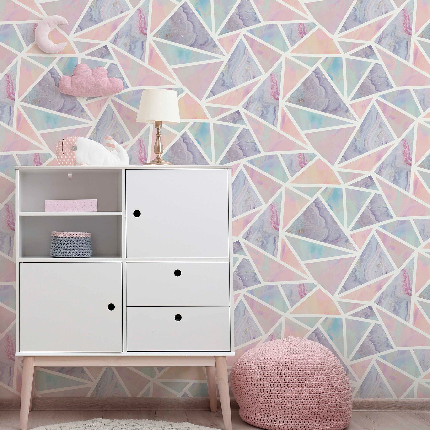 Lizzie Pastel Triangles Wallpaper - York Wallcoverings - AH296002 - York Wallcoverings Wallpaper