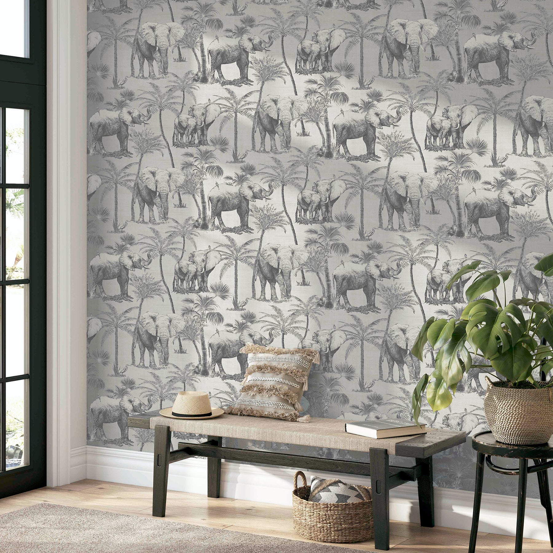 adelia-neutral-elephant-grove-wallpaper-york-wallcoverings-ah296700 - York Wallcoverings Wallpaper
