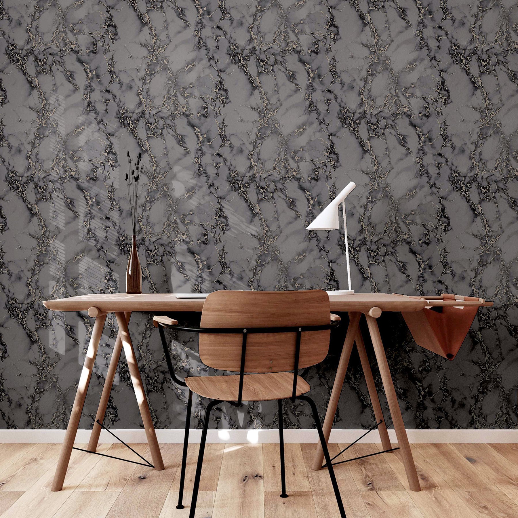 siward-charcoal-metallic-marble-wallpaper-york-wallcoverings-ah296702 - York Wallcoverings Wallpaper
