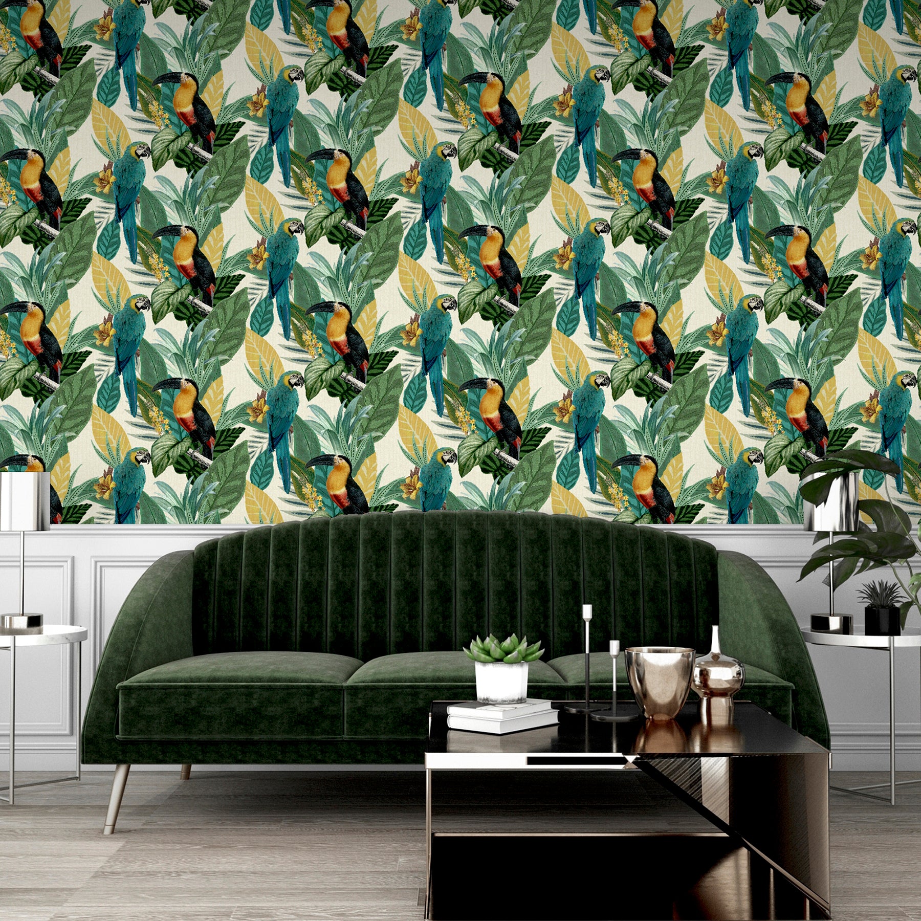 trudie-multicolor-toucan-macaw-wallpaper-york-wallcoverings-ah296803 - York Wallcoverings Wallpaper