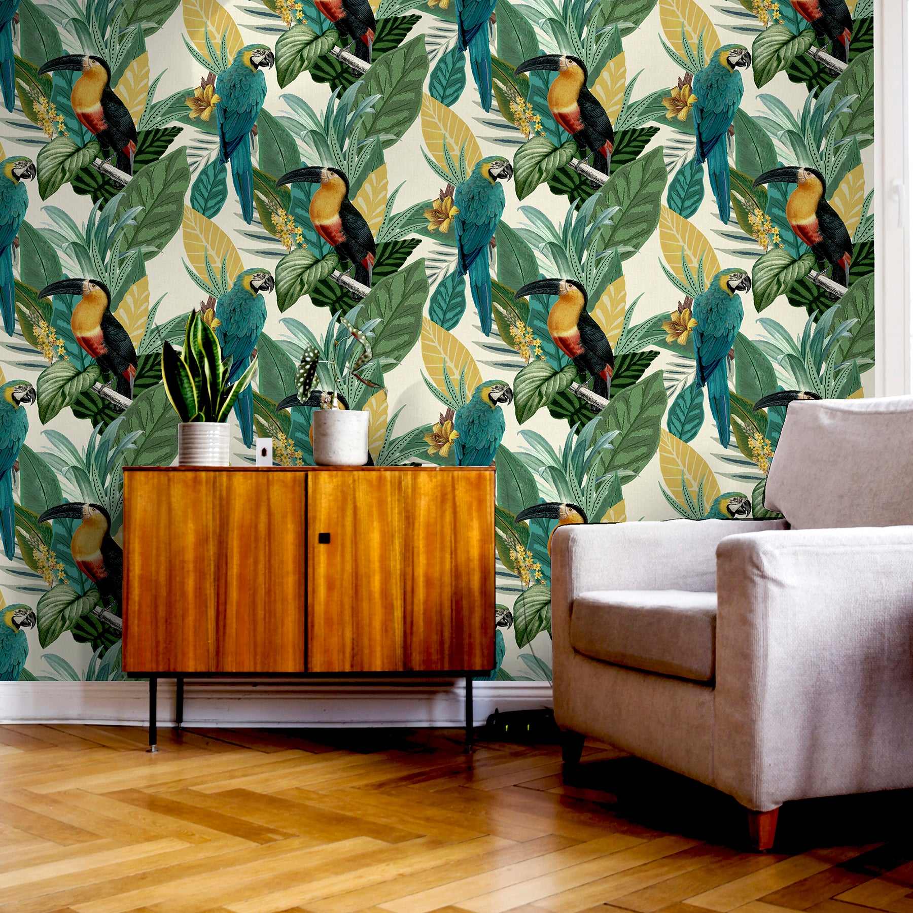 trudie-multicolor-toucan-macaw-wallpaper-york-wallcoverings-ah296803 - York Wallcoverings Wallpaper