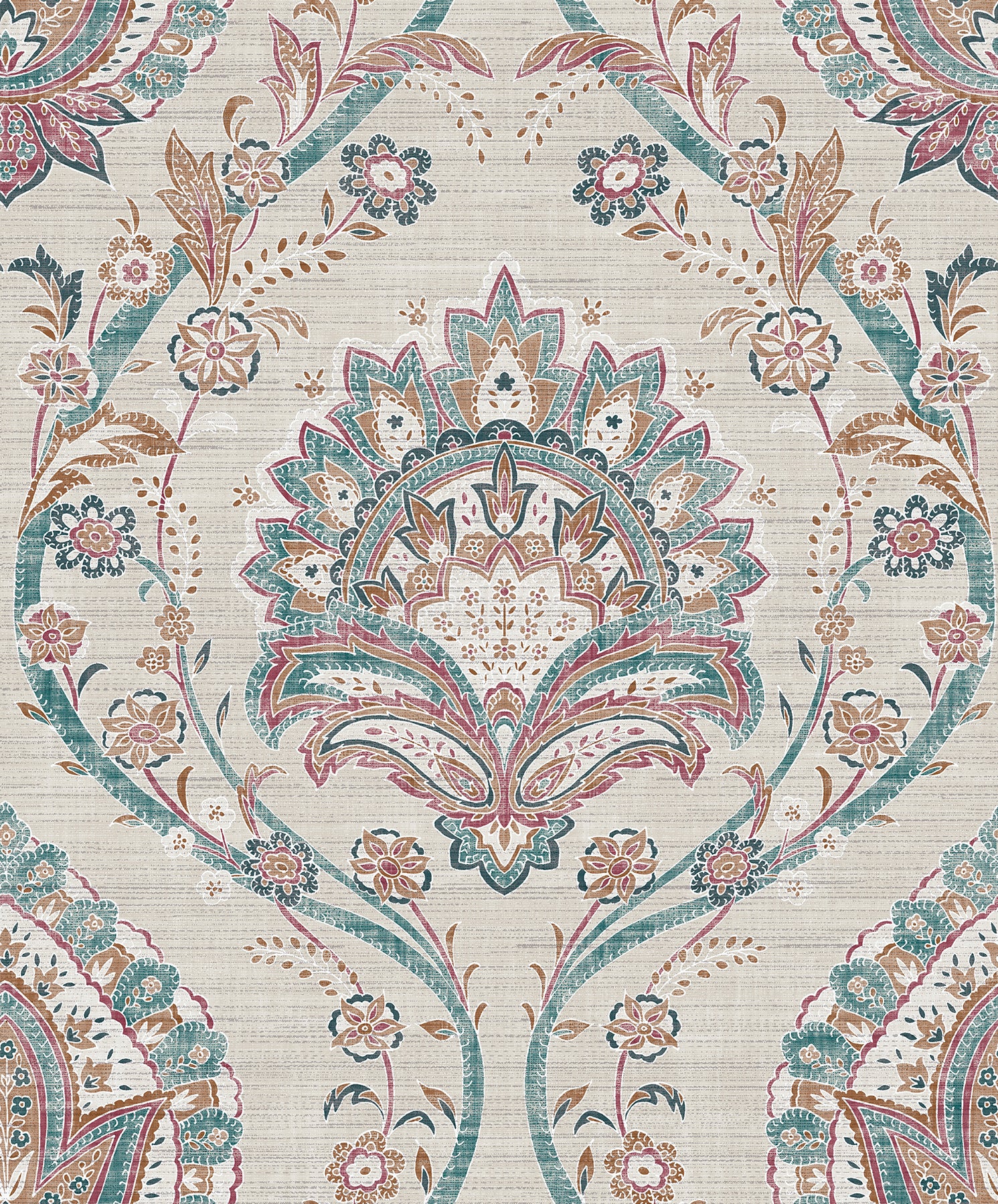 teigen-multicolor-floral-damask-wallpaper-york-wallcoverings-ah296909 - York Wallcoverings Wallpaper