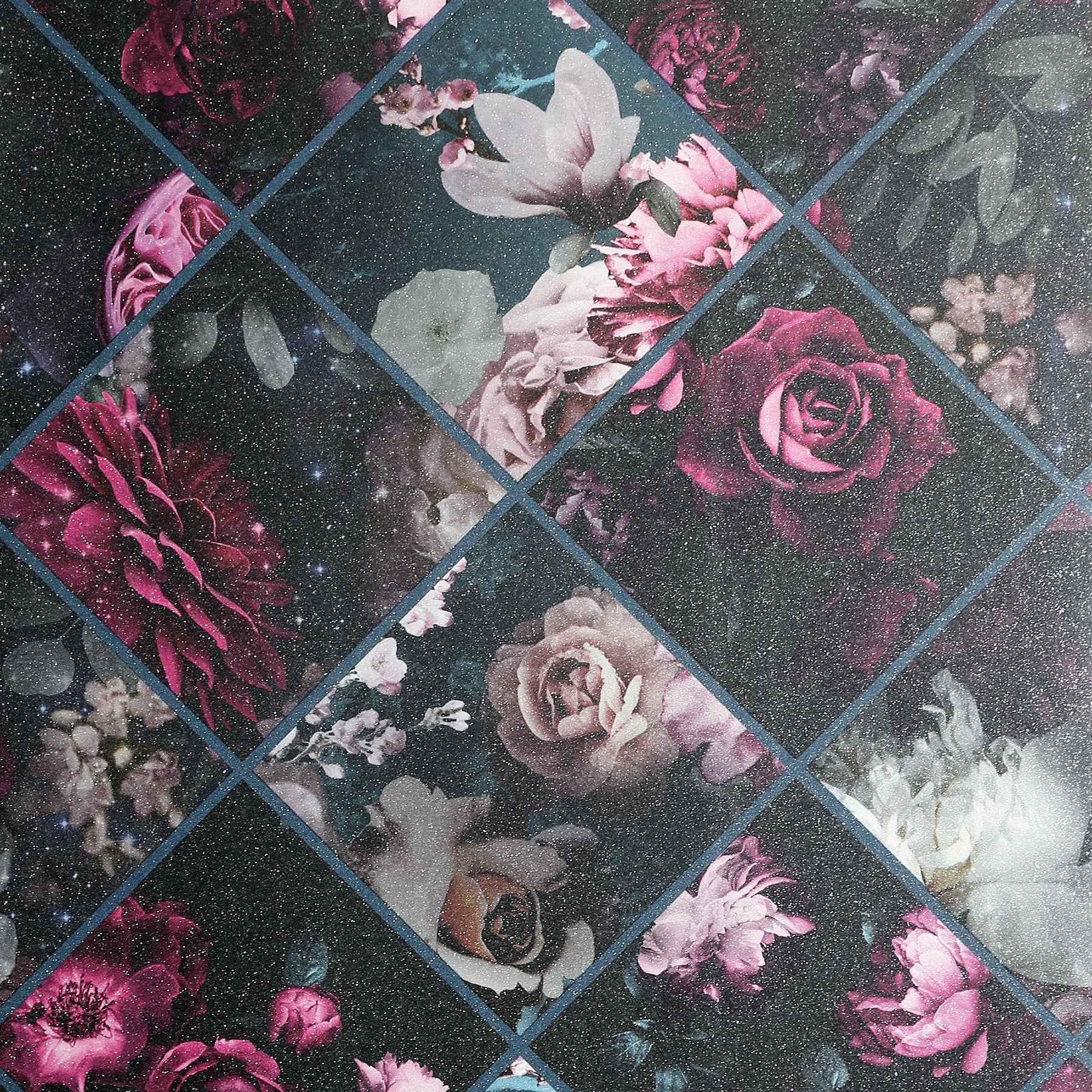 Gianna Purple Floral Squares Wallpaper - York Wallcoverings - AH297100 - York Wallcoverings Wallpaper