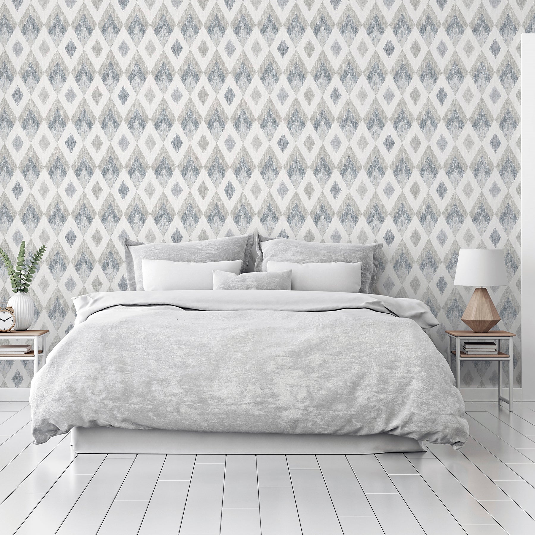 fitzgerald-grey-ikat-diamond-wallpaper-york-wallcoverings-ah297200 - York Wallcoverings Papel pintado