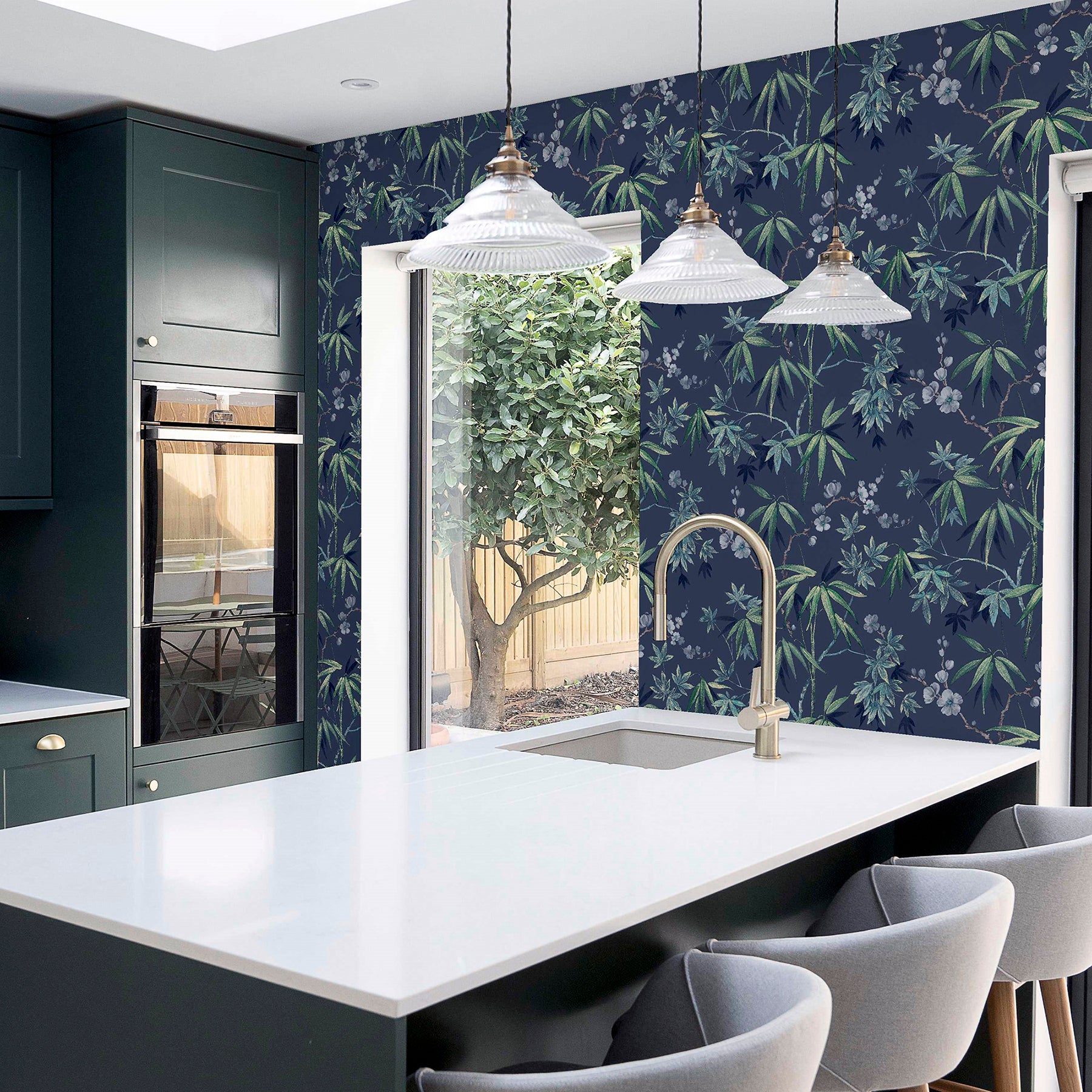 desi-navy-jasmine-garden-wallpaper-york-wallcoverings-ah297800 - York Wallcoverings Wallpaper