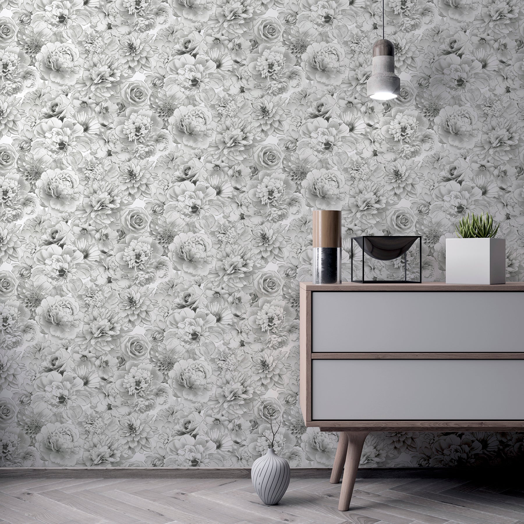 clarissa-grey-glitter-bloom-wallpaper-york-wallcoverings-ah692803 - York Wallcoverings Wallpaper