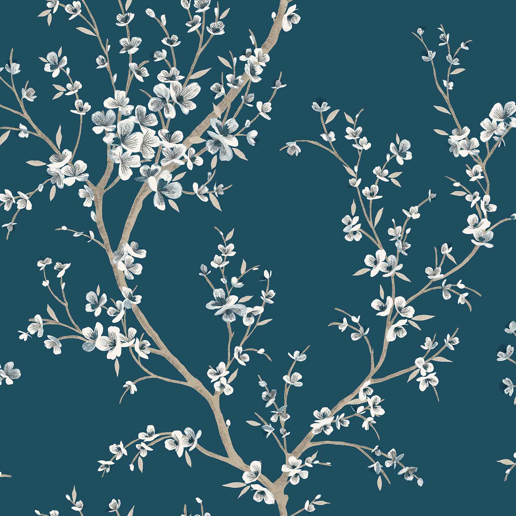 Kaia Blue Flowering Tree Wallpaper - York Wallcoverings - AH692805