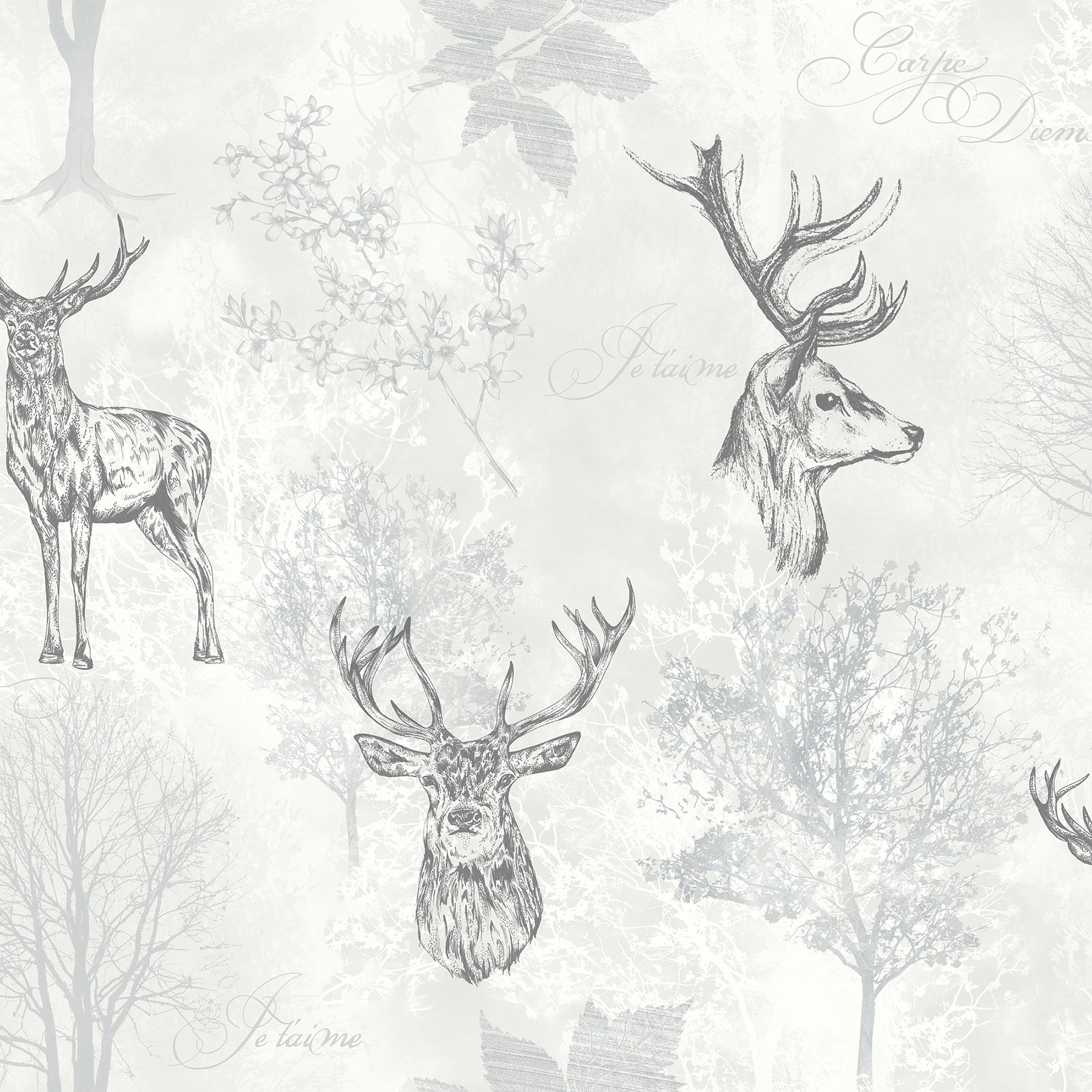 gilbert-black-etched-stag-wallpaper-york-wallcoverings-ah901808 - York Wallcoverings Papel pintado