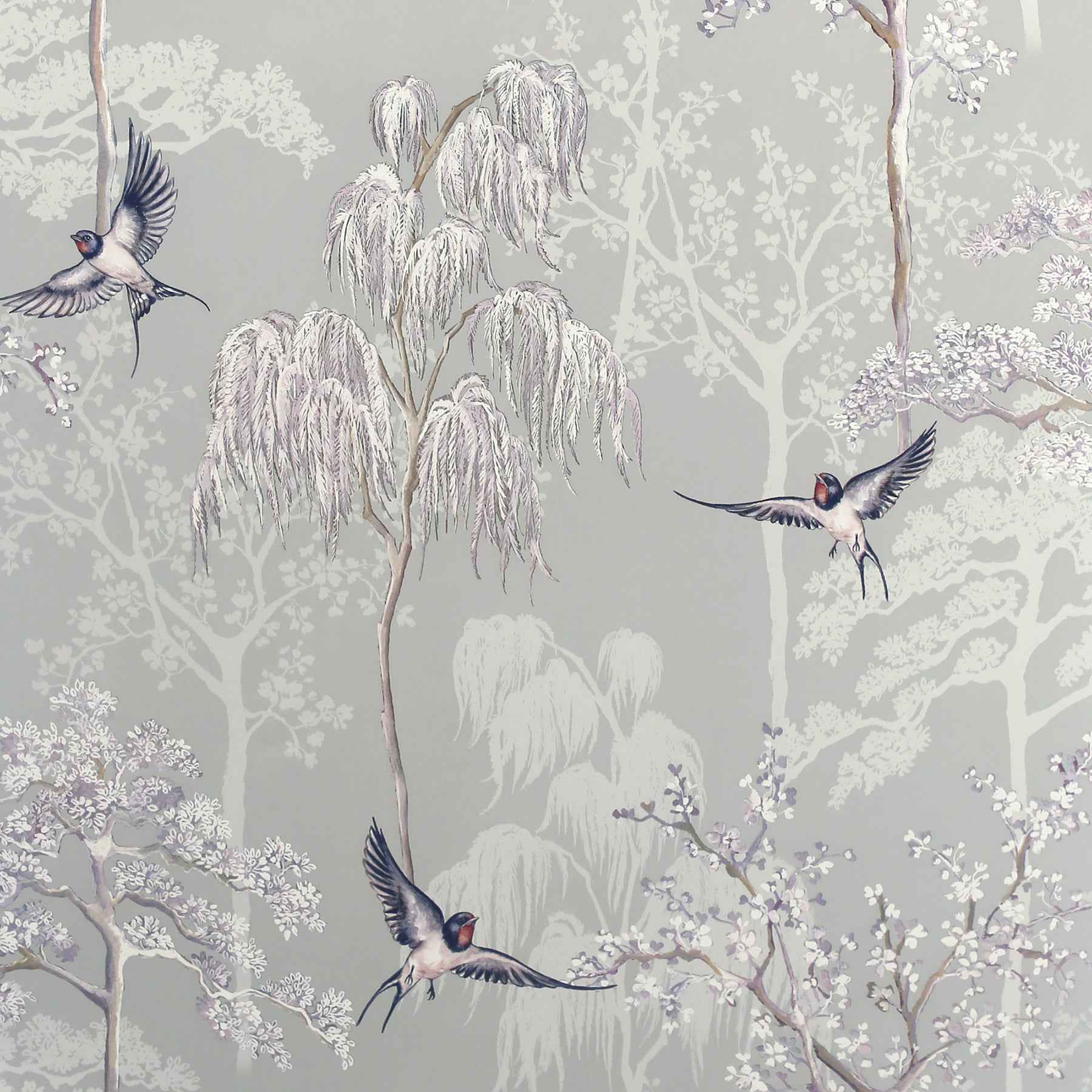 Asuka Grey Sparrow Forest Wallpaper - York Wallcoverings - AH908105