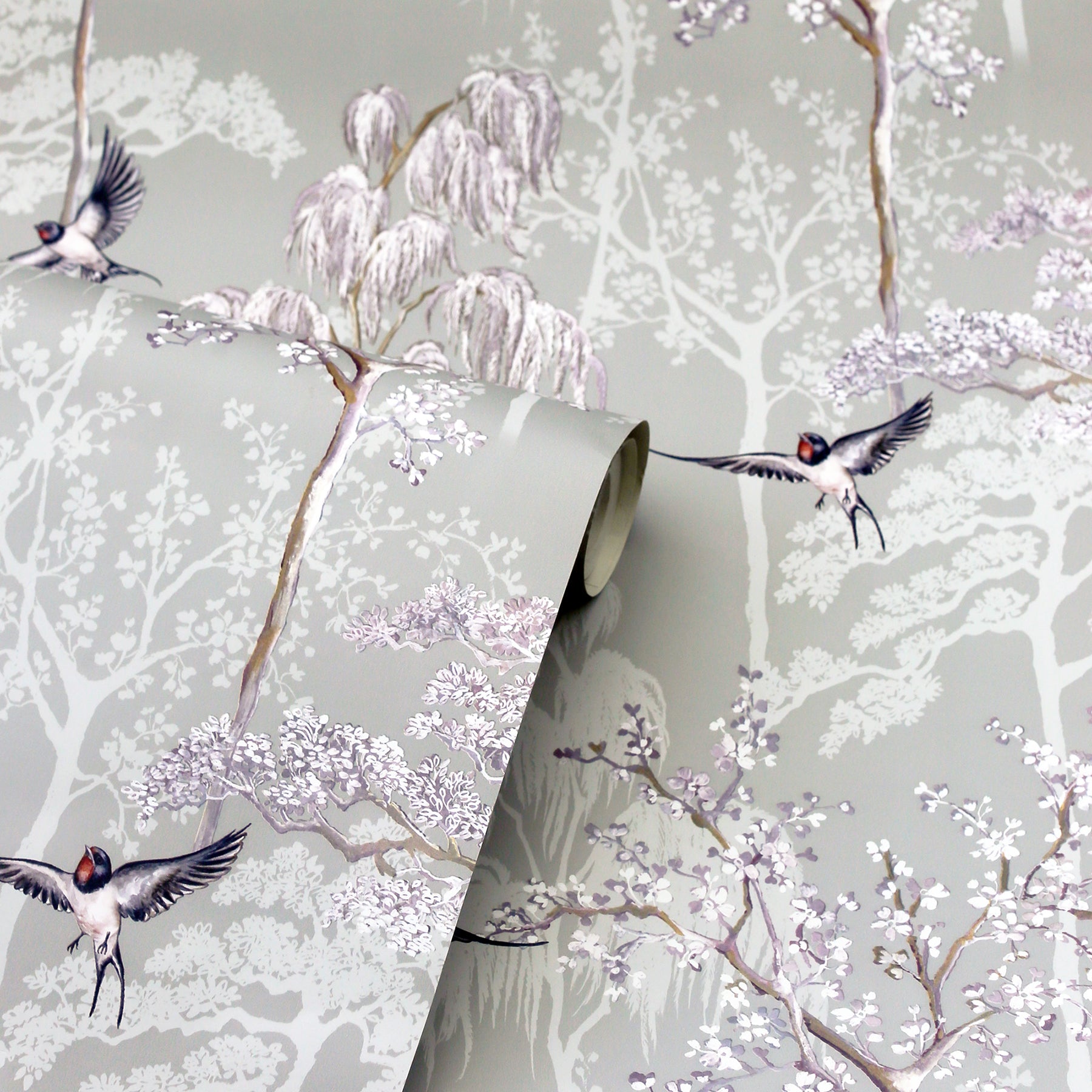 asuka-grey-sparrow-forest-wallpaper-york-wallcoverings-ah908105 - York Wallcoverings Wallpaper