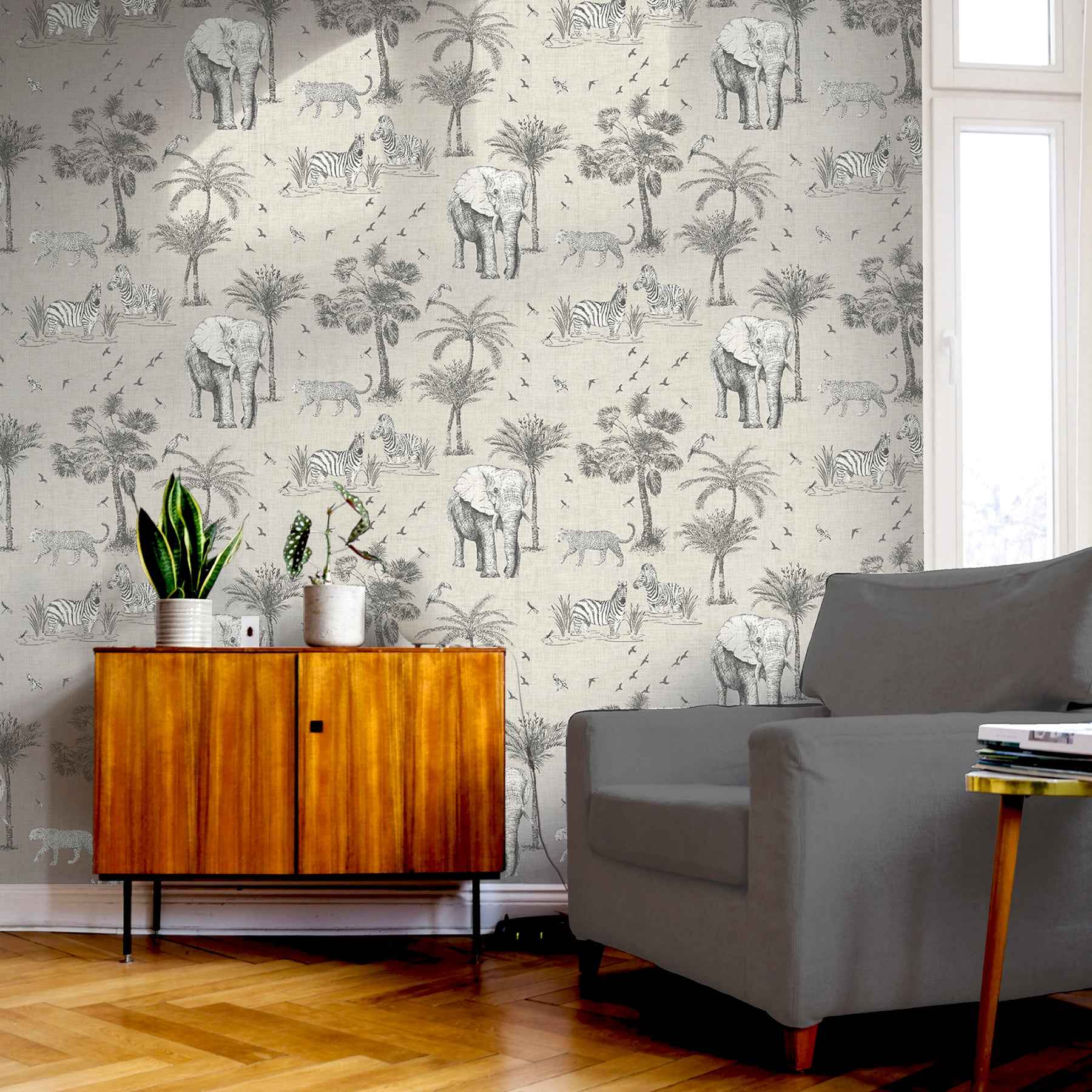 Lionel Grey Safari Lagoon Wallpaper - York Wallcoverings - AH908902 - York Wallcoverings Wallpaper