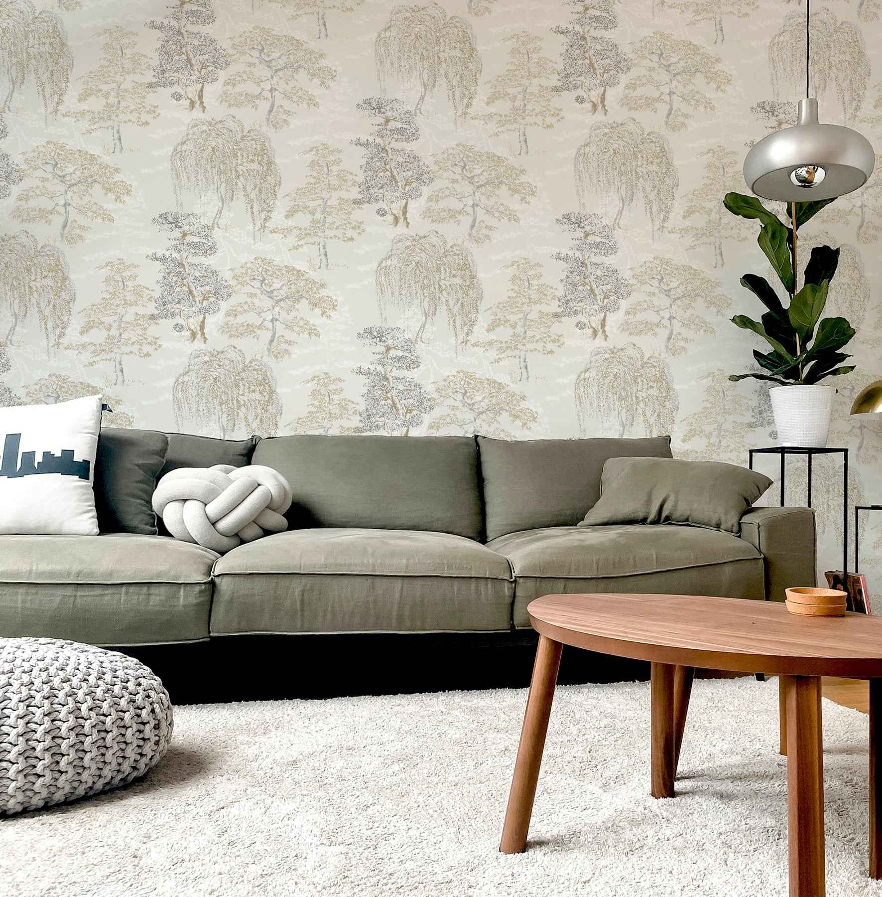 Midori Neutral Trees Wallpaper - York Wallcoverings - AH909605 - York Wallcoverings Wallpaper