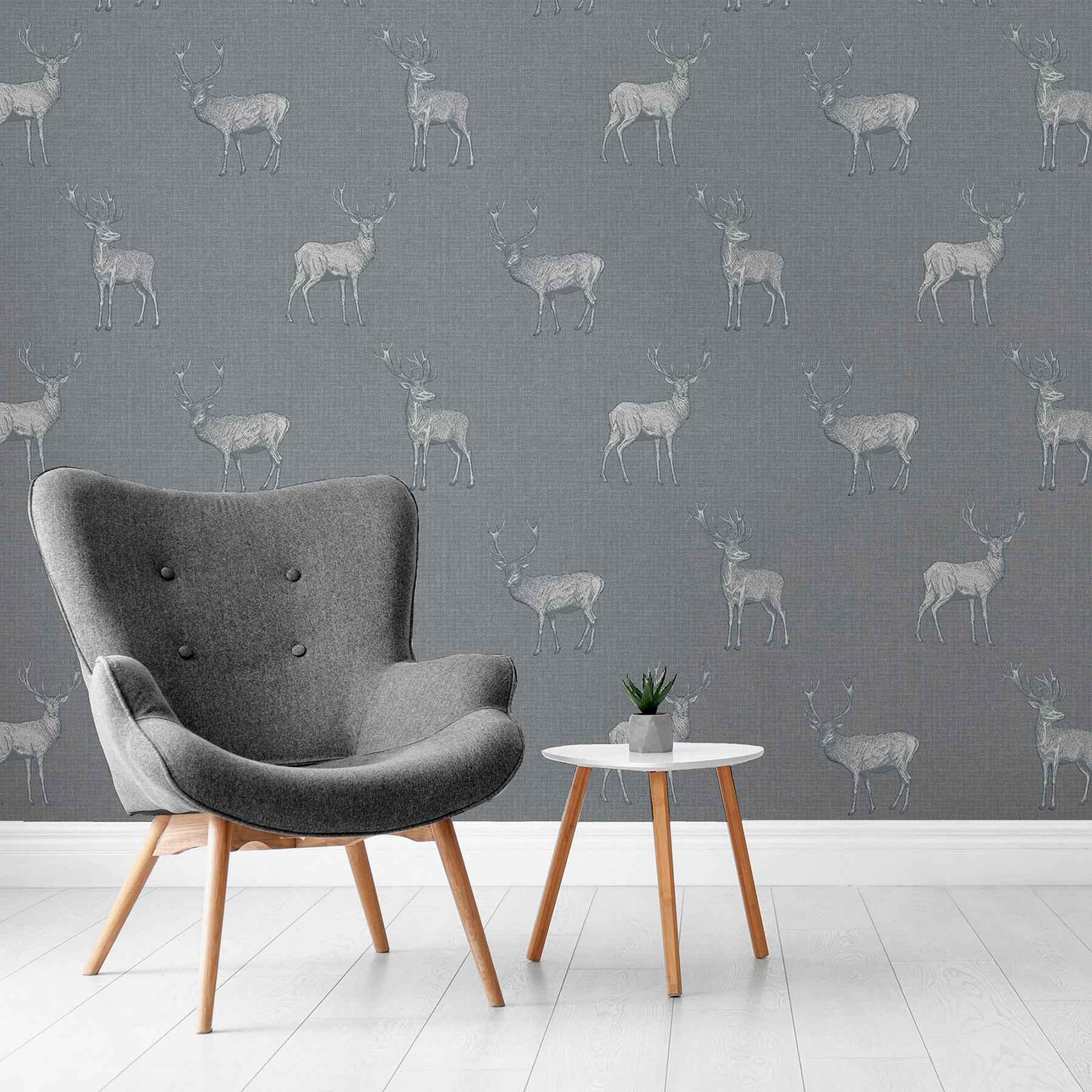 Hank Grey Stag Wallpaper - York Wallcoverings - AH909608 - York Wallcoverings Wallpaper