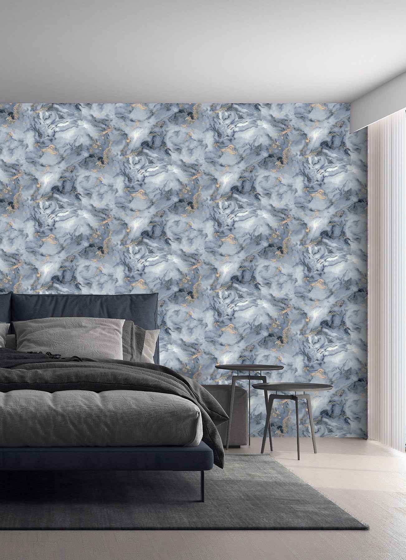 Merrick Navy Marble Wallpaper - York Wallcoverings - AH923000 - York Wallcoverings Wallpaper