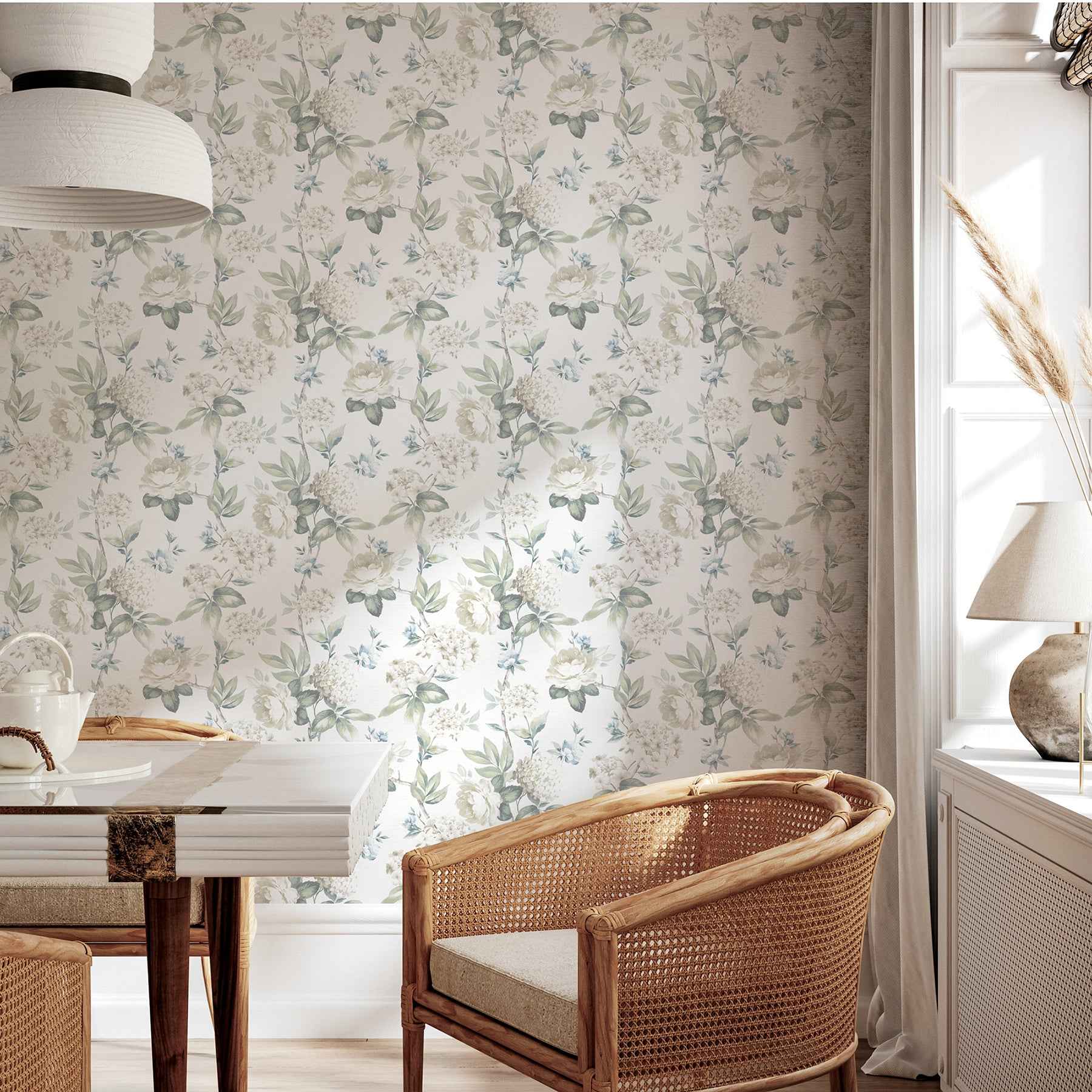 Atley Light Green Floral Wallpaper - York Wallcoverings - AH923802 - York Wallcoverings Wallpaper