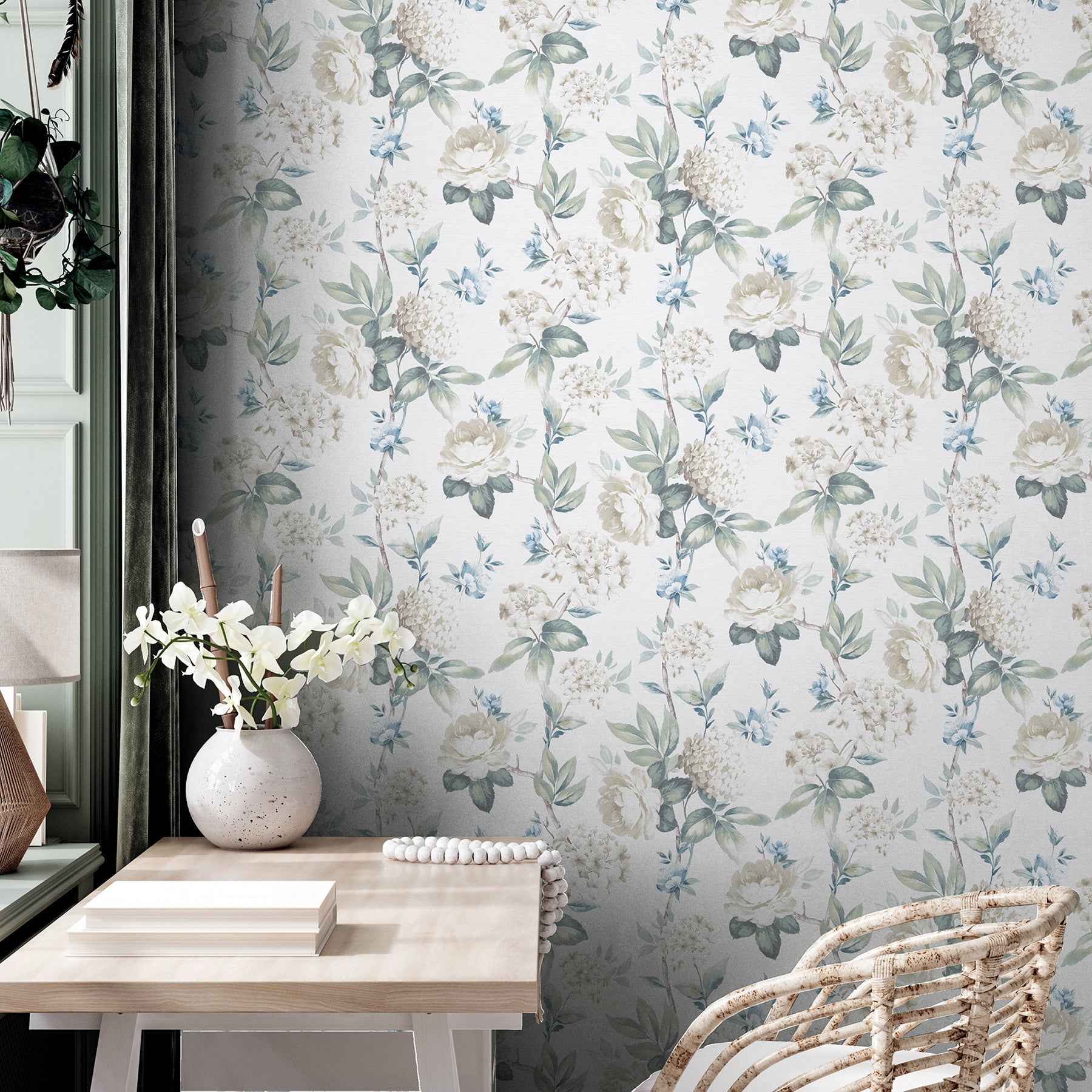 Atley Light Green Floral Wallpaper - York Wallcoverings - AH923802 - York Wallcoverings Wallpaper