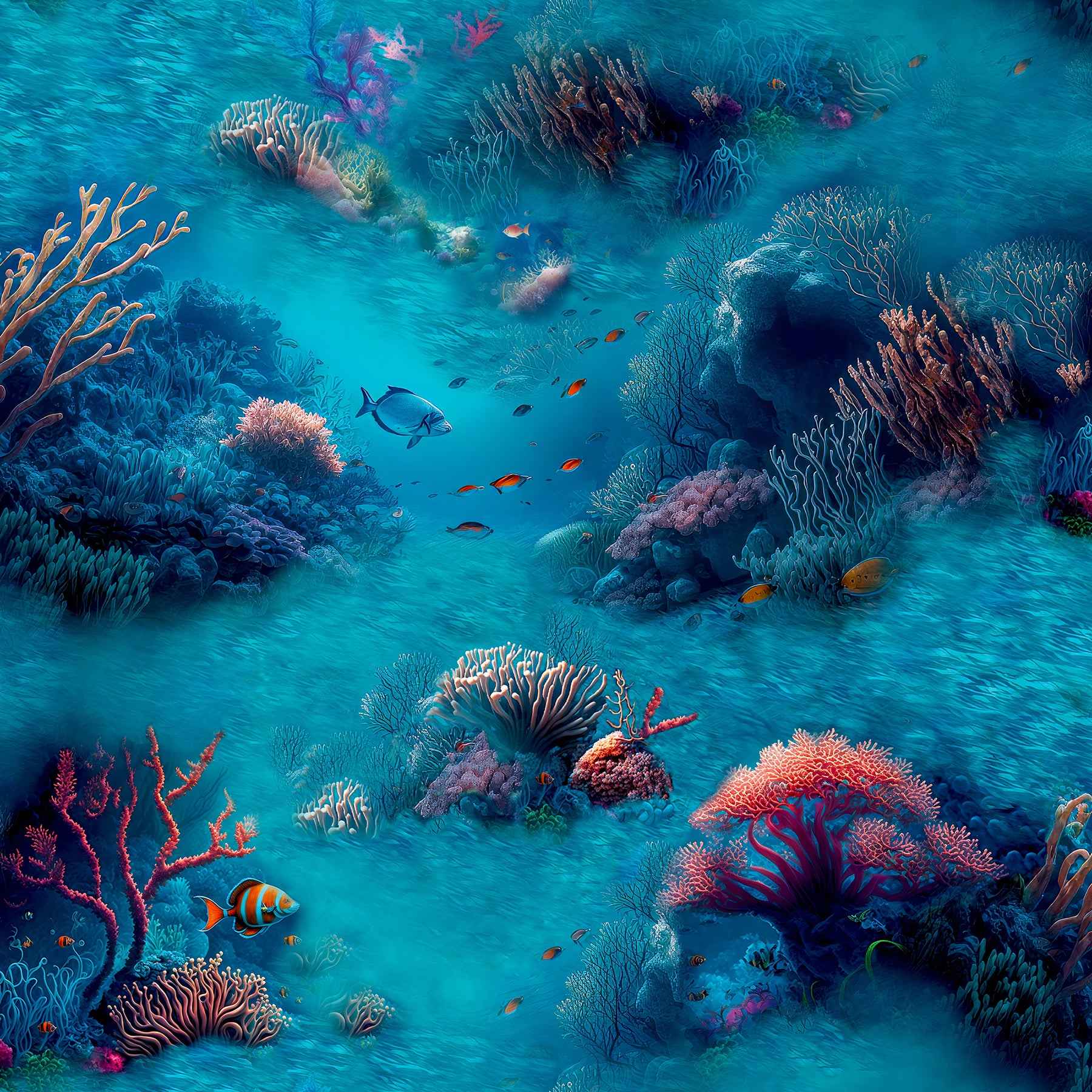 Orlena Blue Under The Sea Wallpaper - York Wallcoverings - AH923808 - York Wallcoverings Wallpaper