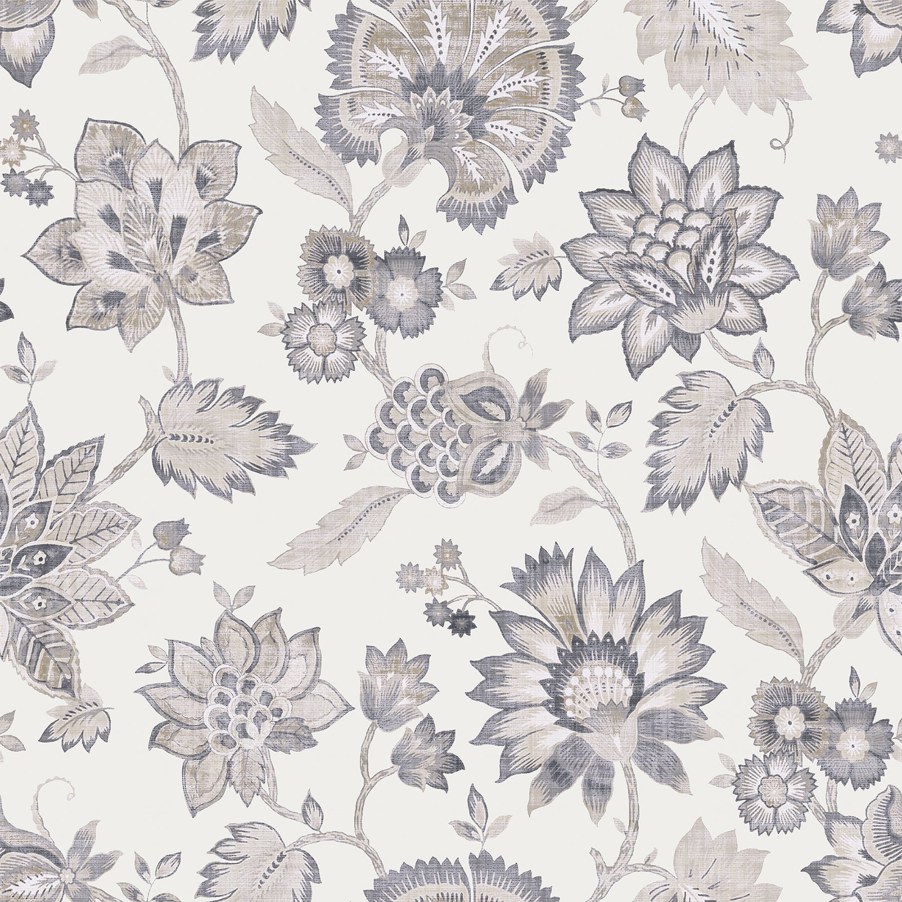 Prudie Denim Jacobean Trail Wallpaper - York Wallcoverings - AH924707 - York Wallcoverings Wallpaper