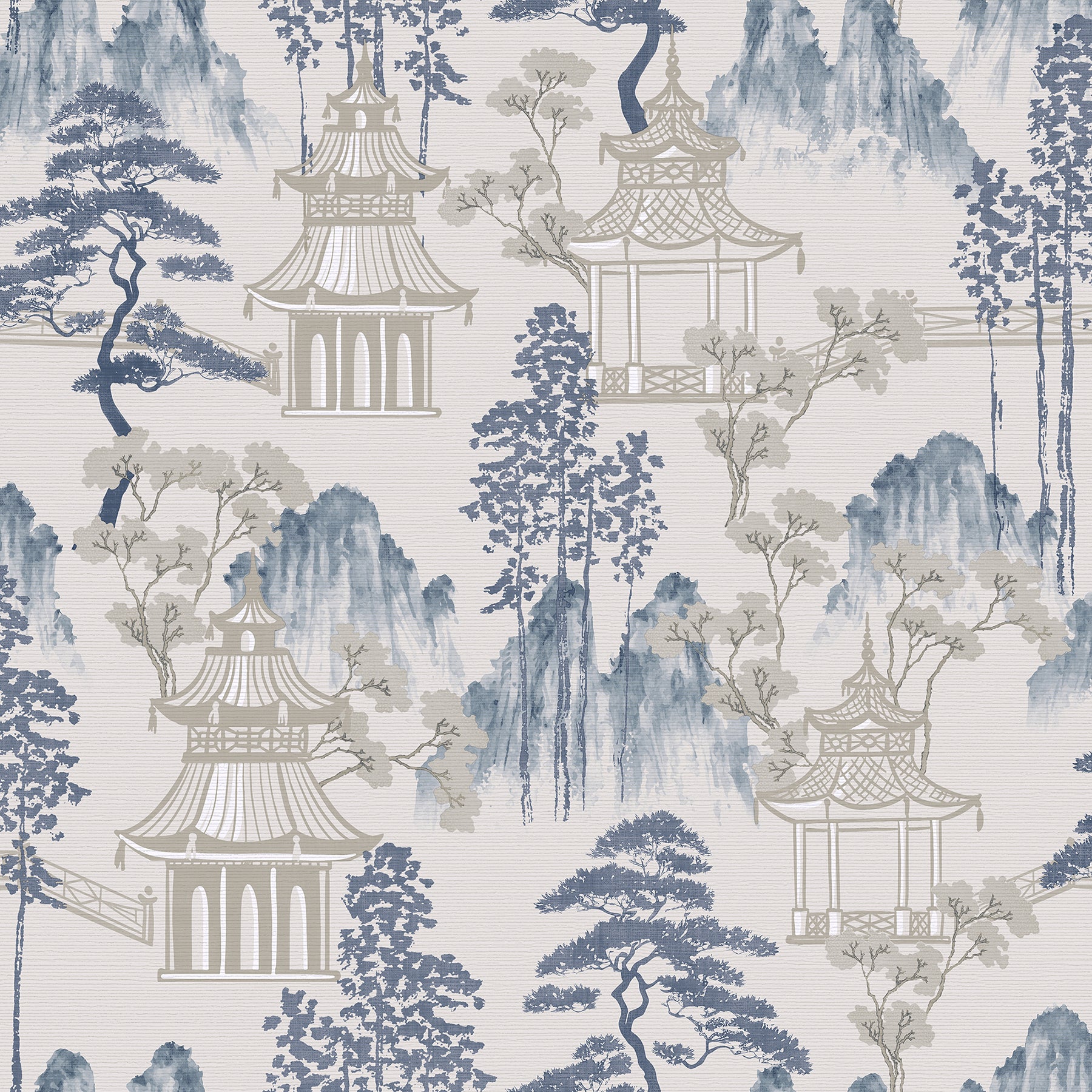 akio-blue-pagoda-wallpaper-york-wallcoverings-ah924803 - York Wallcoverings Wallpaper