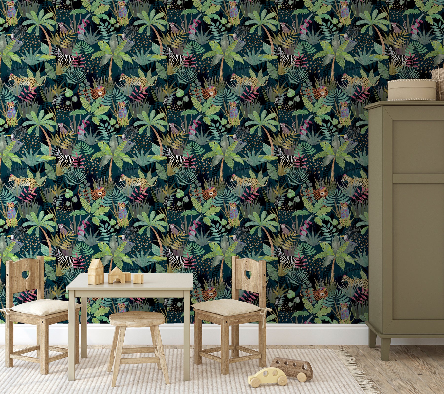 fonda-dark-green-jungle-party-wallpaper-york-wallcoverings-ah925308 - York Wallcoverings Wallpaper