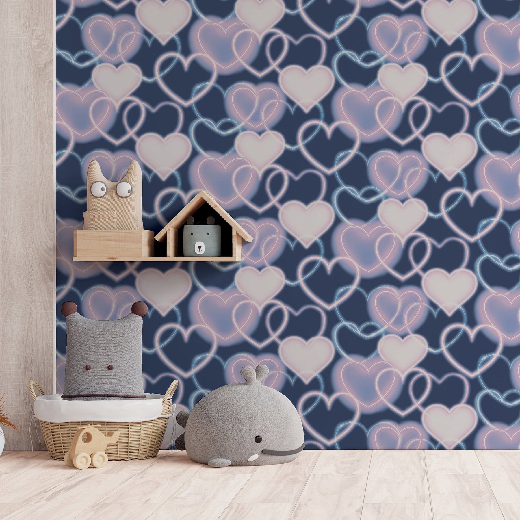 effie-navy-neon-heart-wallpaper-york-wallcoverings-ah925605 - York Wallcoverings Papel pintado