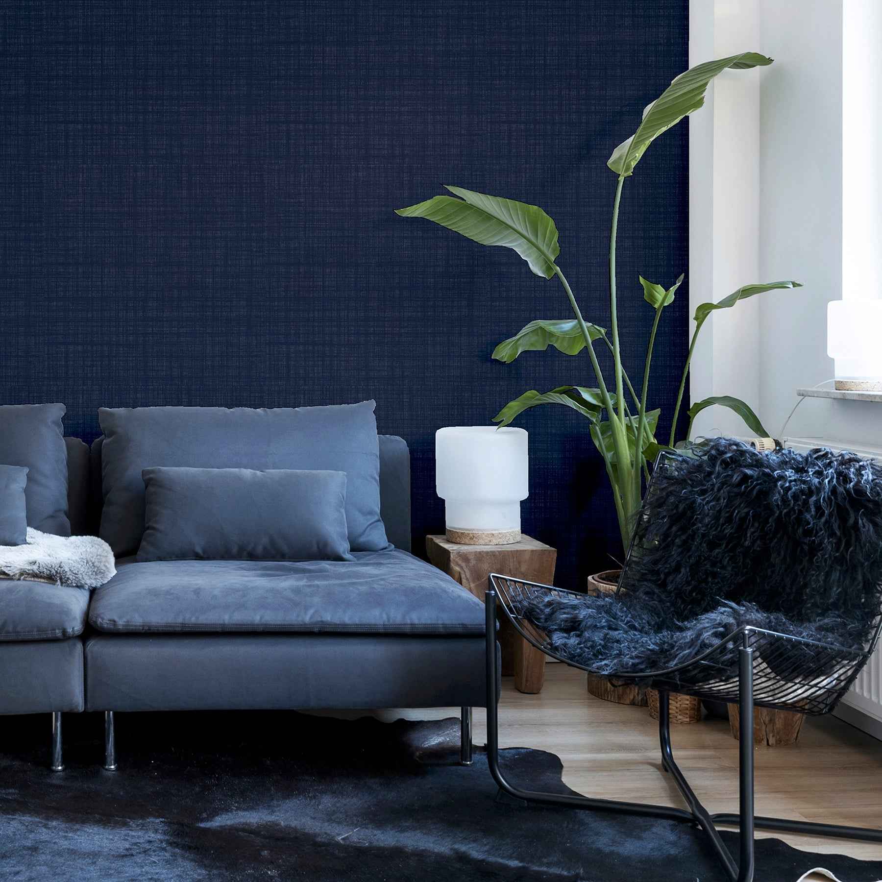 Rafe Navy Woven Texture Wallpaper - York Wallcoverings - AH946002 - York Wallcoverings Wallpaper