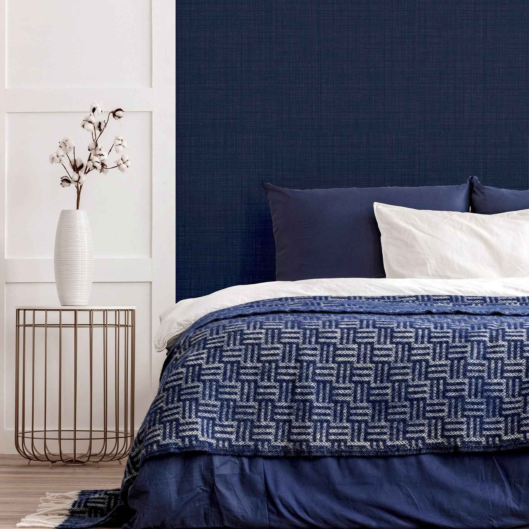 Rafe Navy Woven Texture Wallpaper - York Wallcoverings - AH946002 - York Wallcoverings Wallpaper