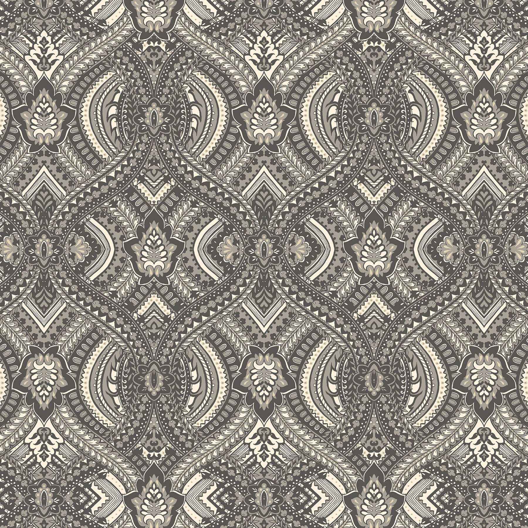 Ogee Black Peel and Stick Wallpaper - York Wallcoverings - HWA1035PU