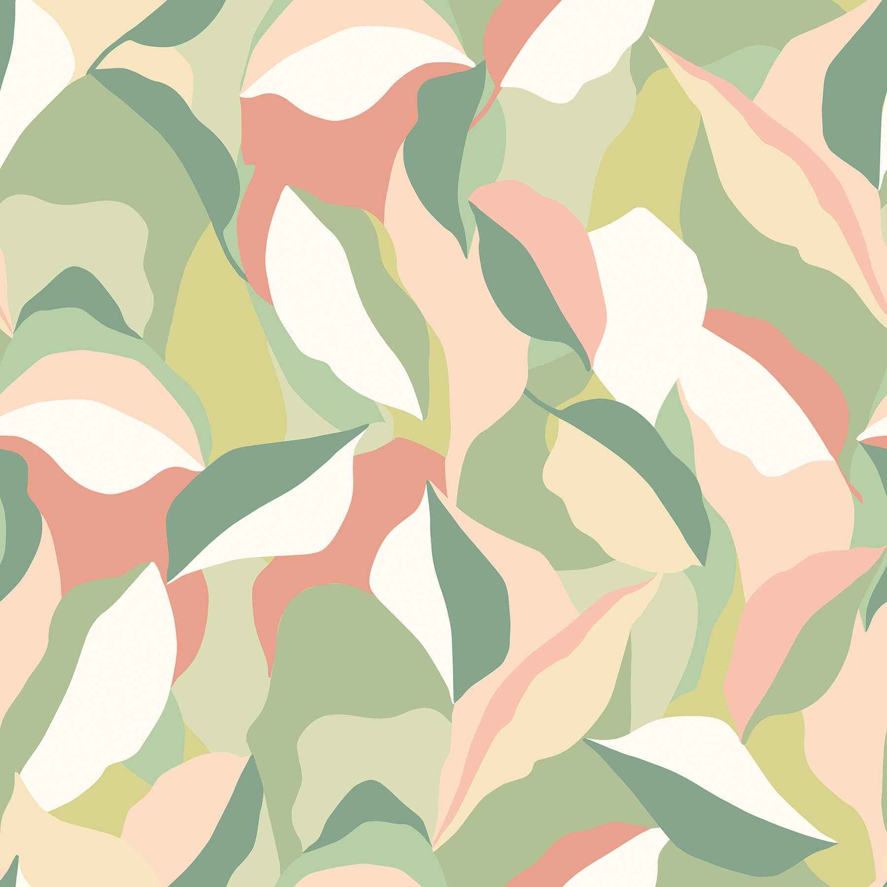 Leafy Patchwork Olive Blush Peel and Stick Wallpaper - York Wallcoverings - HWA1160PU - York Wallcoverings Wallpaper