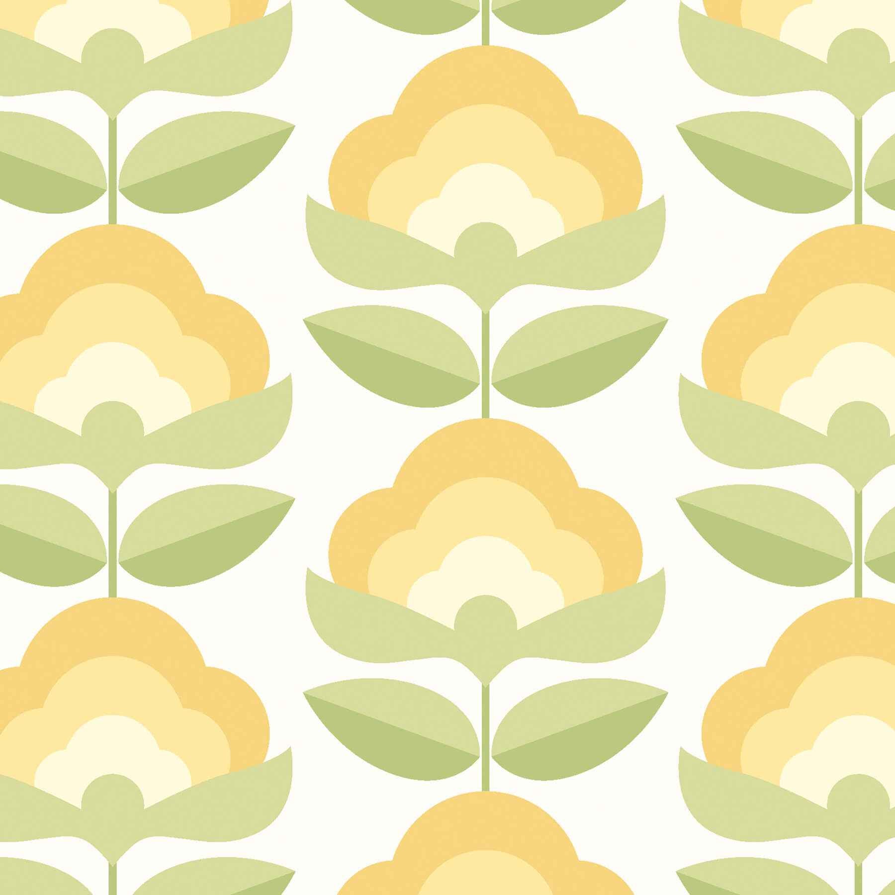 Retro Flower Sunshine Peel and Stick Wallpaper - York Wallcoverings - HWA1170PU - York Wallcoverings Wallpaper