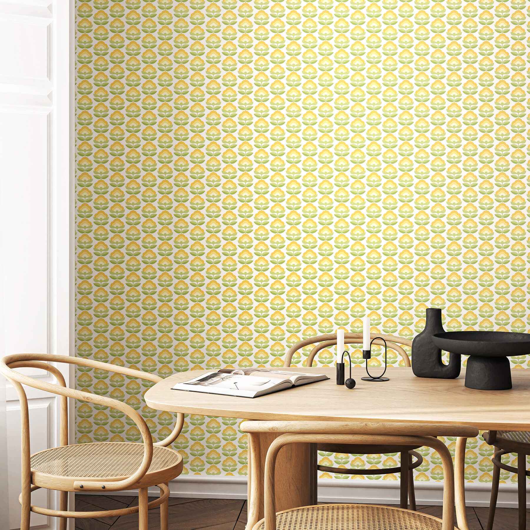 Retro Flower Sunshine Peel and Stick Wallpaper - York Wallcoverings - HWA1170PU - York Wallcoverings Wallpaper