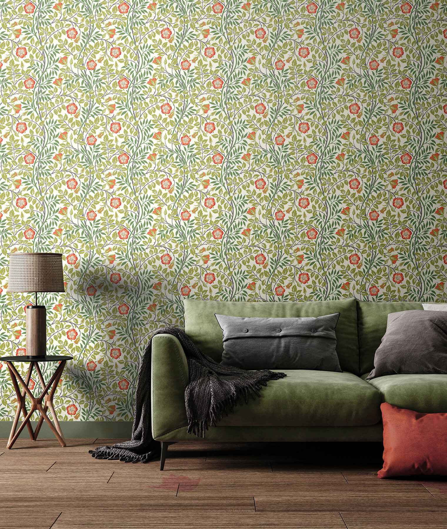 Rosehip Trail Coral Pink Peel and Stick Wallpaper - York Wallcoverings - HWA1098PU - York Wallcoverings Wallpaper