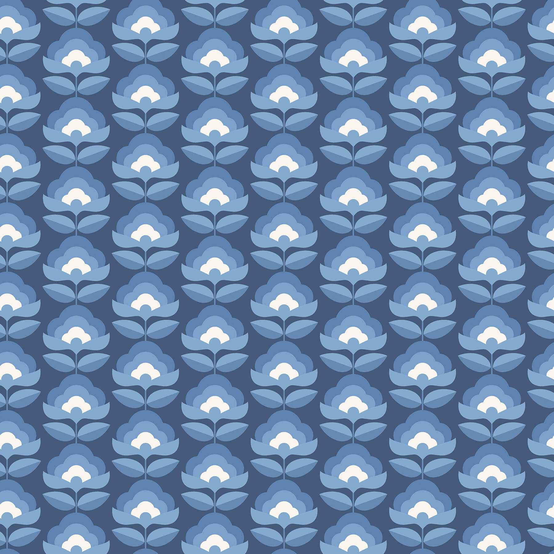 Retro Flower Indigo Mix Peel and Stick Wallpaper - York Wallcoverings - HWA1175PU - York Wallcoverings Wallpaper