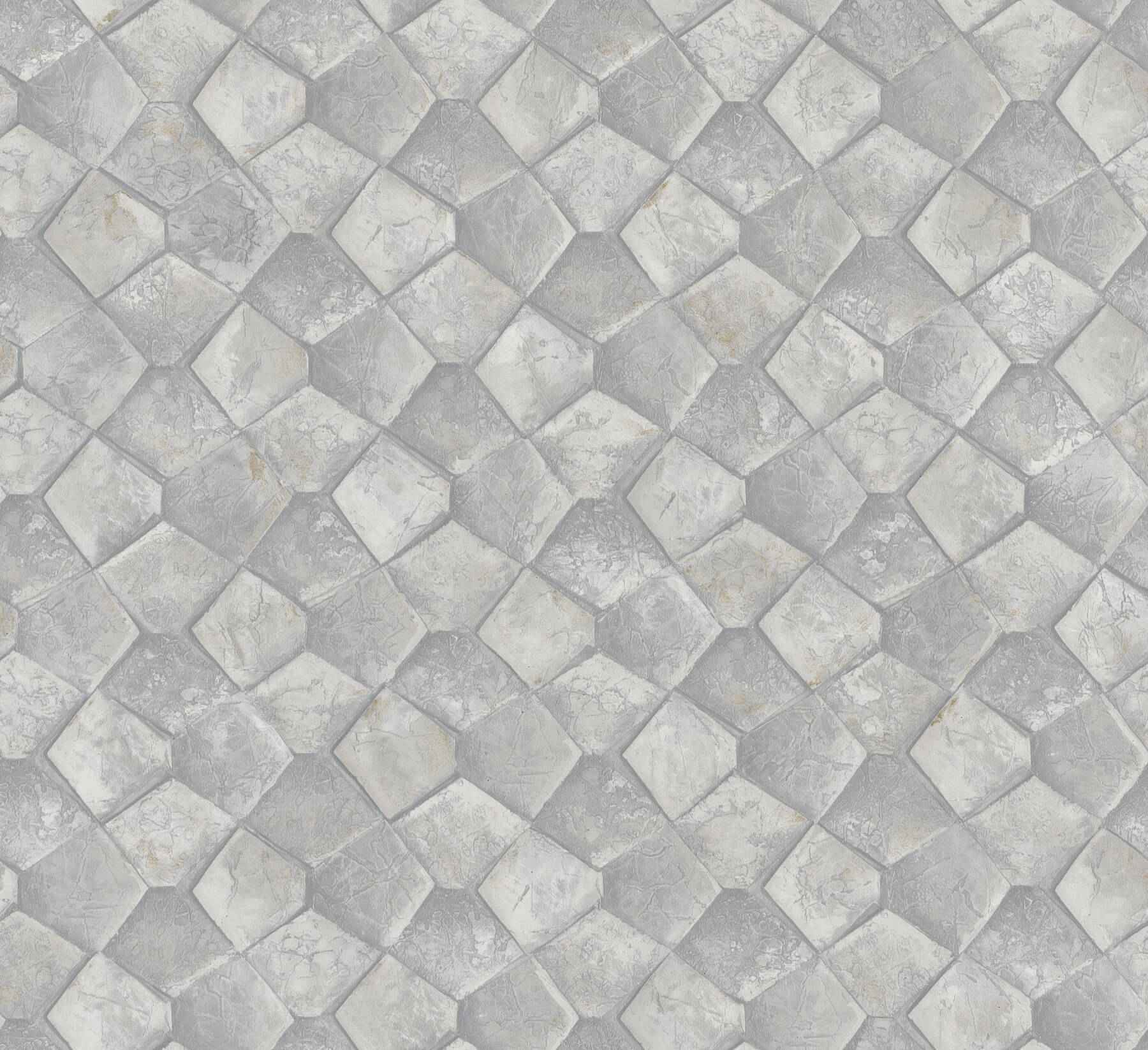 Waterford Grey Tiled Wallpaper - York Wallcoverings - MA34907