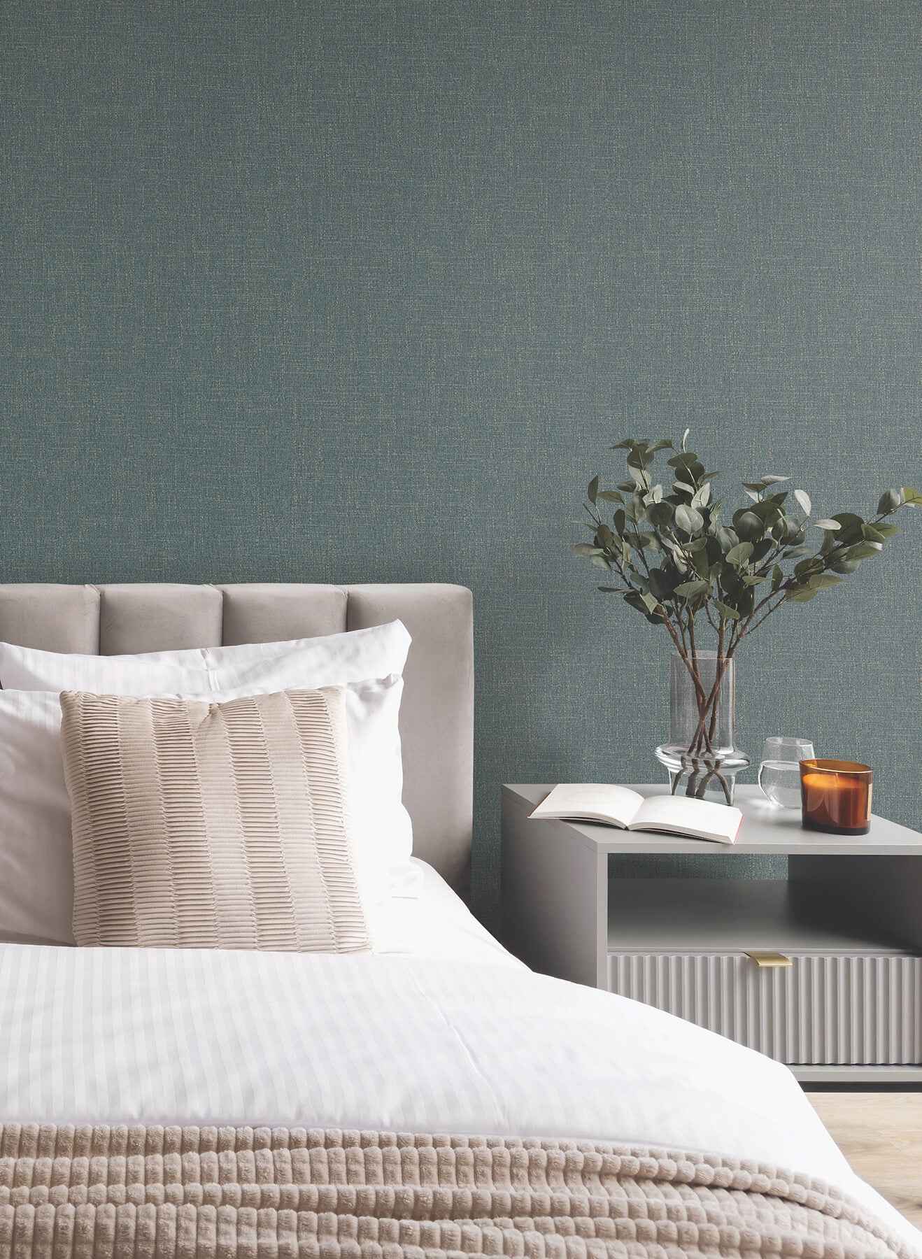 Highland Tweed Dark Blue Faux Fabric Wallpaper - York Wallcoverings - MA34917