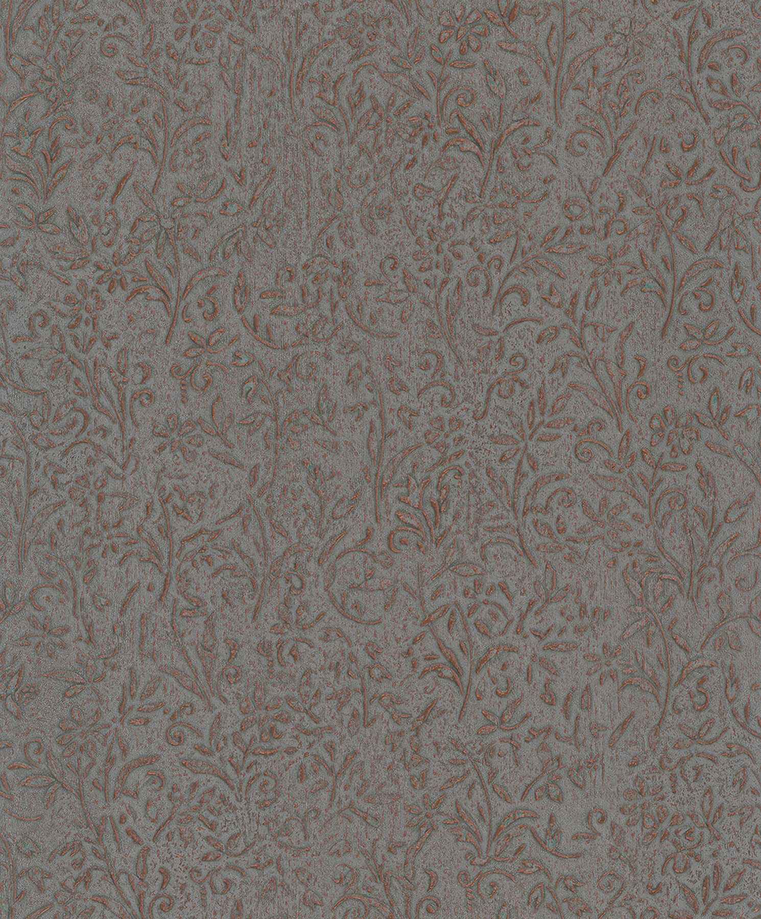 Sculpted Floral Copper Relief Wallpaper - York Wallcoverings - MA35534