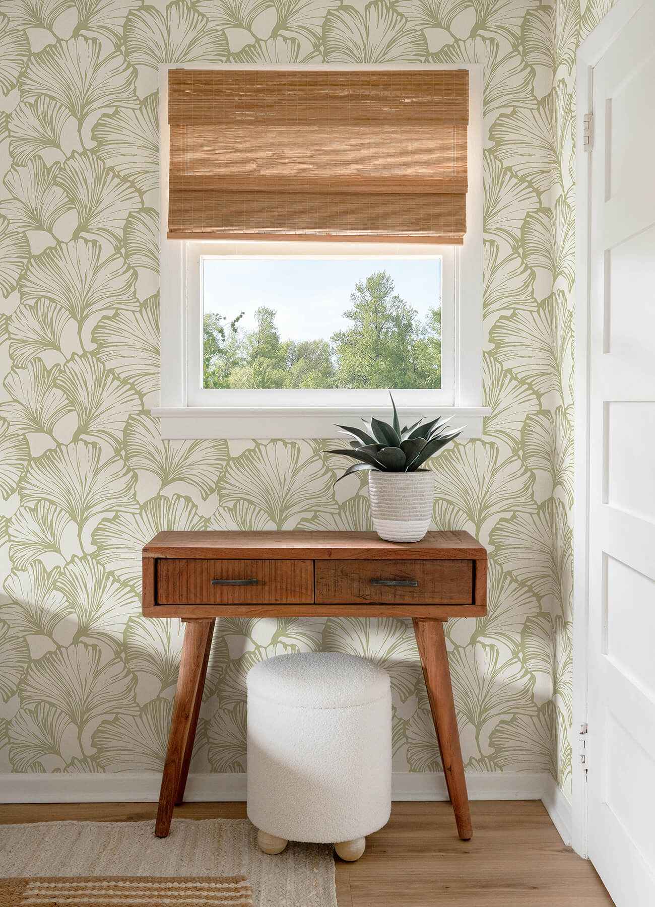 Kyoto Moss Ginkgo Leaf Wallpaper - York Wallcoverings - 4177-27714 - York Wallcoverings Wallpaper
