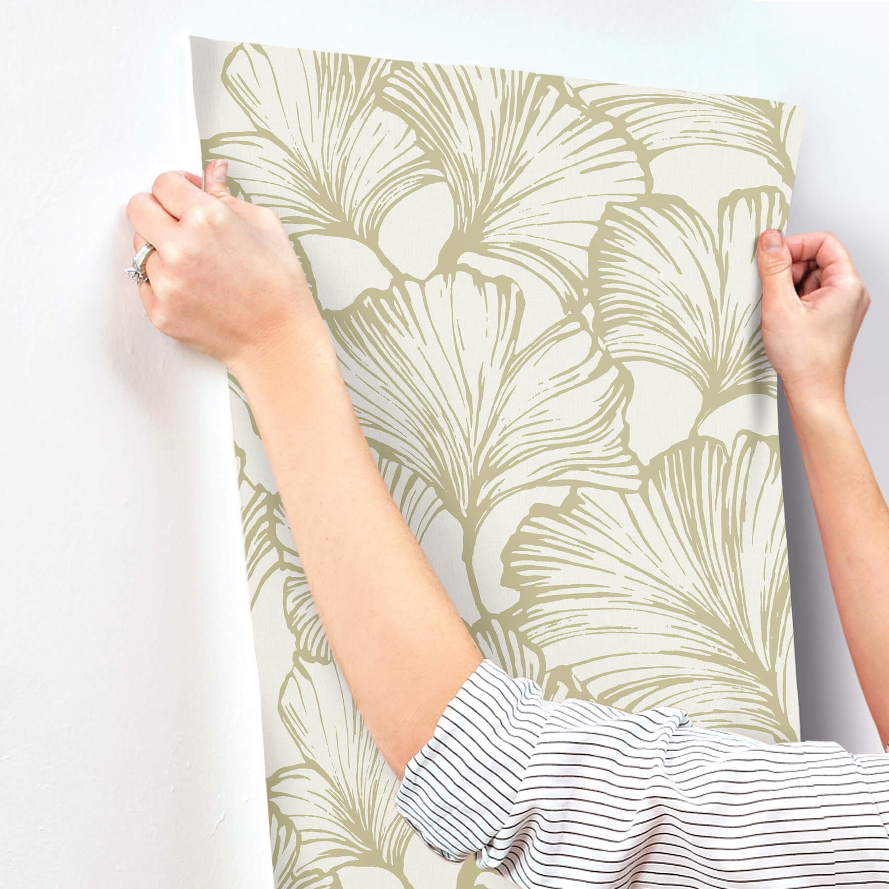 kyoto-moss-ginkgo-leaf-wallpaper-york-wallcoverings-4177-27714 - York Wallcoverings Wallpaper