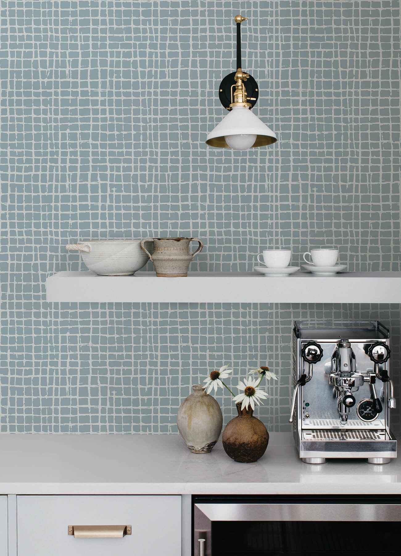 Albin Sky Blue Gridline Wallpaper - York Wallcoverings - 4177-27715 - York Wallcoverings Wallpaper