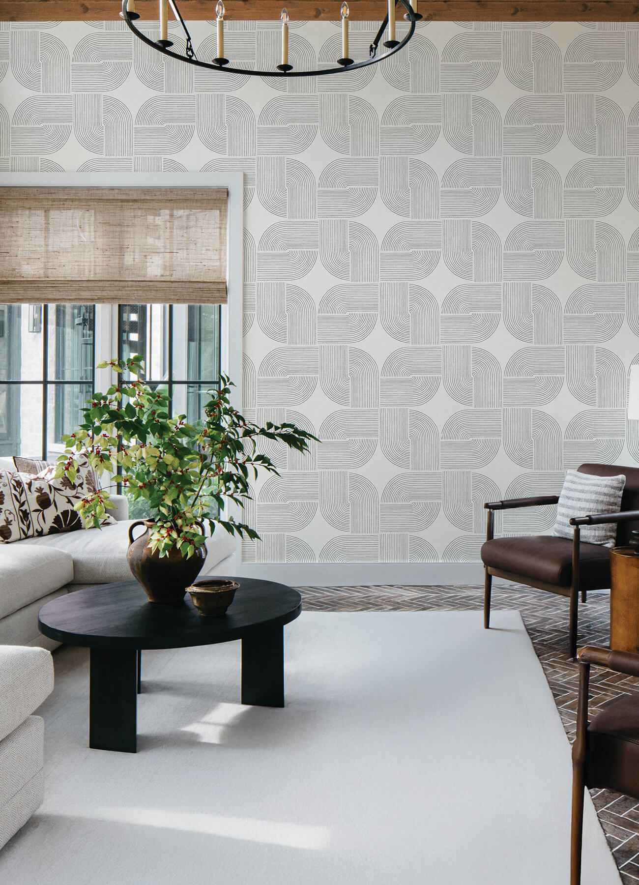 Savoye Black Spiral Arches Wallpaper - York Wallcoverings - 4177-27725