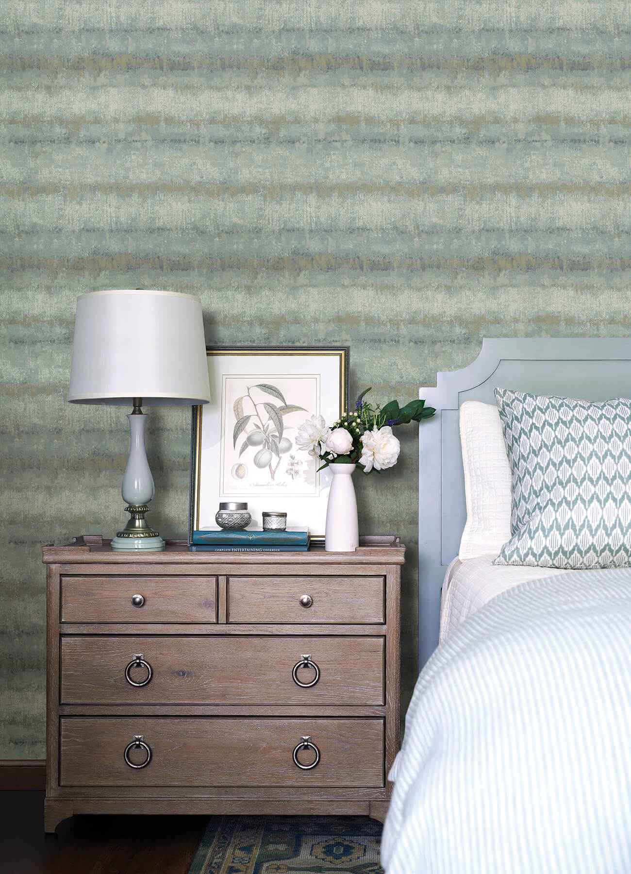 Morningtide Light Blue Textured Stripe Wallpaper - York Wallcoverings - 4177-27733