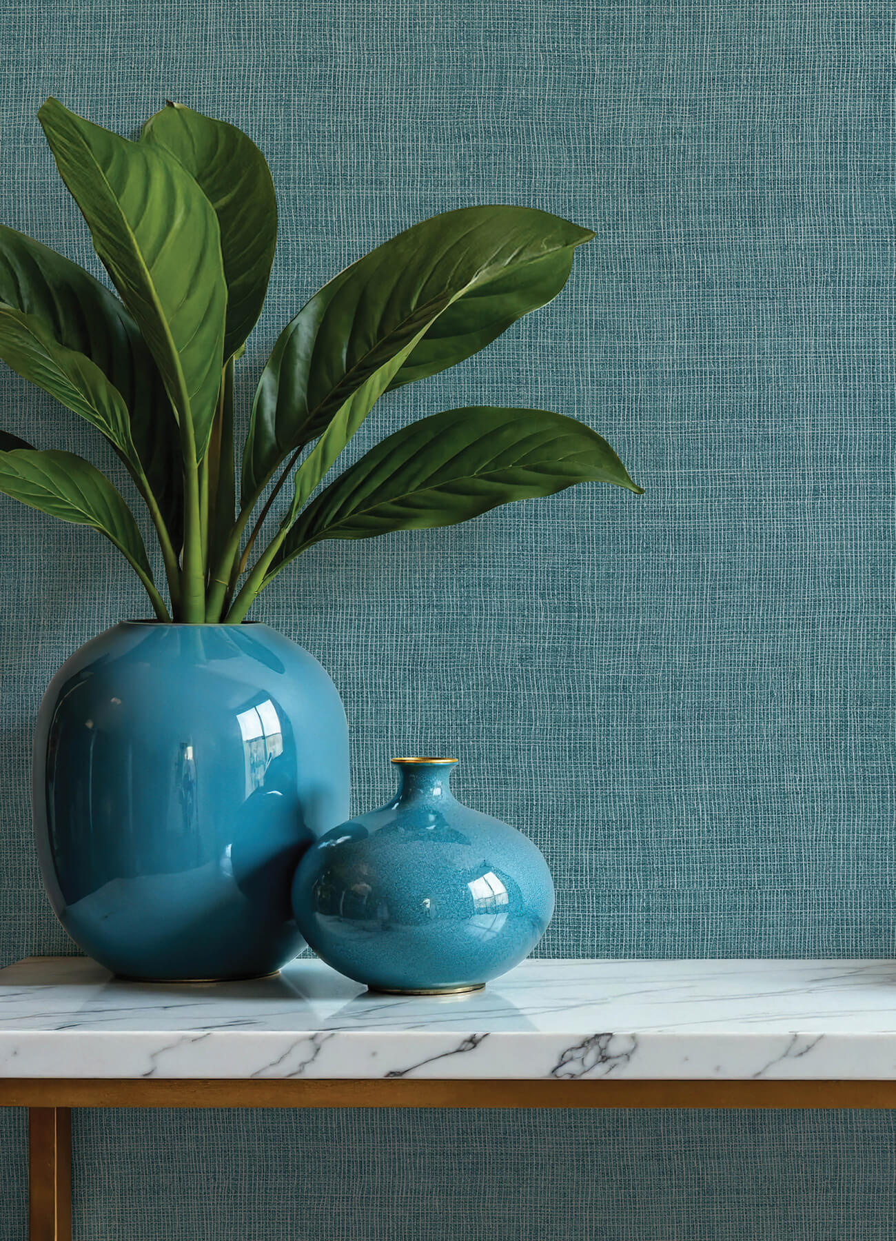 alba-turquoise-open-weave-wallpaper-york-wallcoverings-4193-7412 - York Wallcoverings Papel pintado