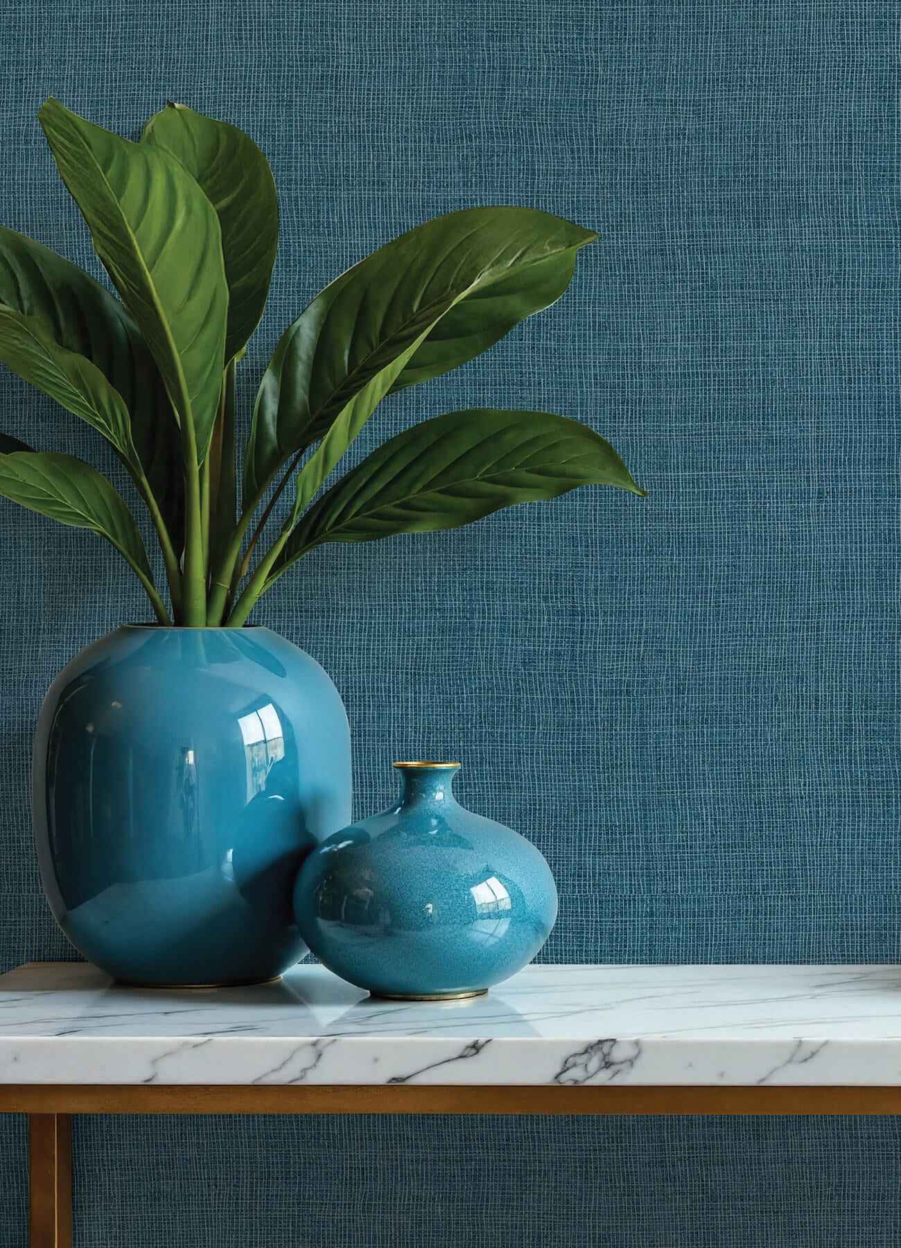 Alba Dark Blue Open Weave Wallpaper - York Wallcoverings - 4193-7414 - York Wallcoverings Wallpaper