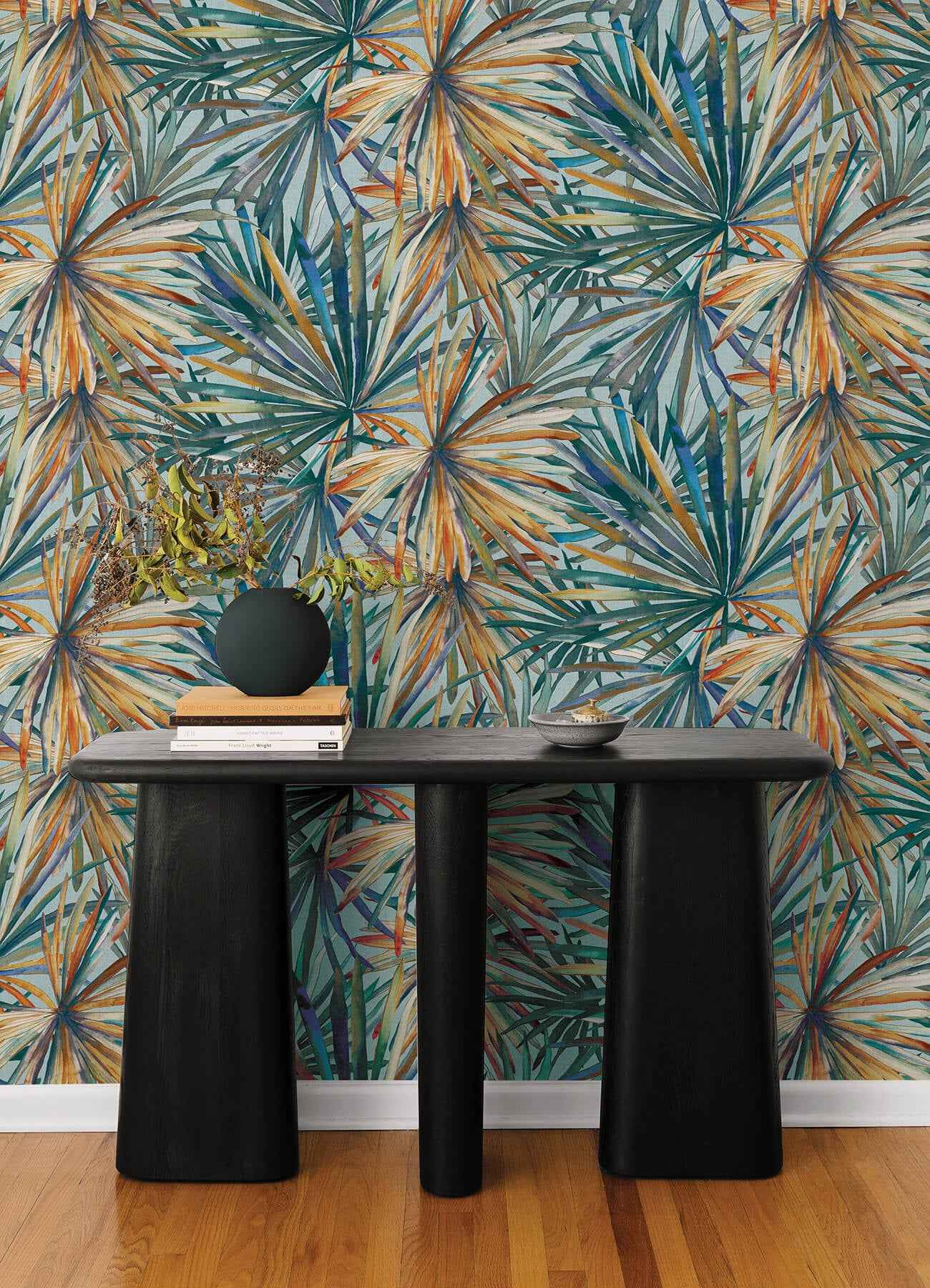 Corifa Sea Green Palm Leaf Wallpaper - York Wallcoverings - 4193-7451