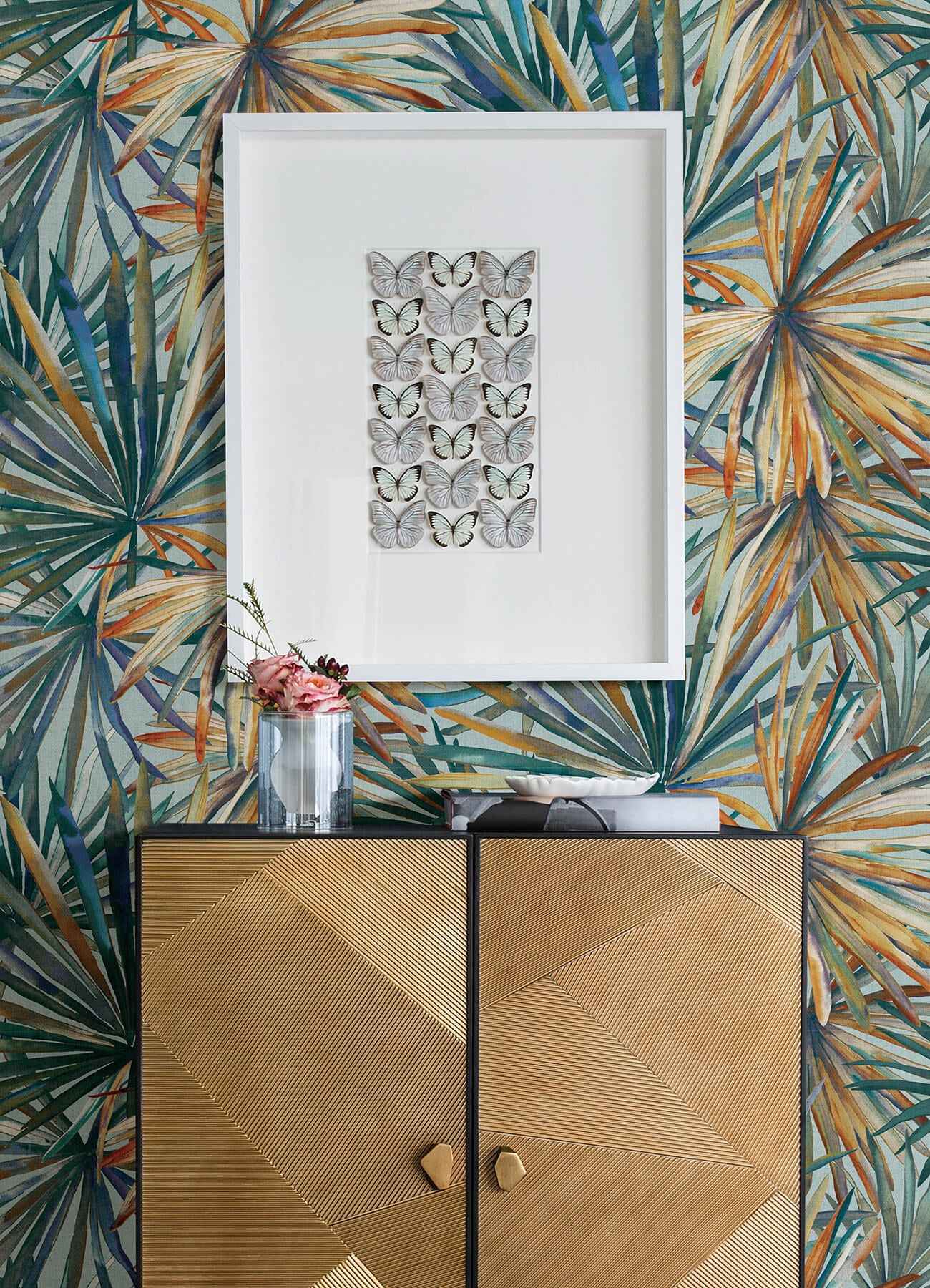 Corifa Sea Green Palm Leaf Wallpaper - York Wallcoverings - 4193-7451 - York Wallcoverings Wallpaper