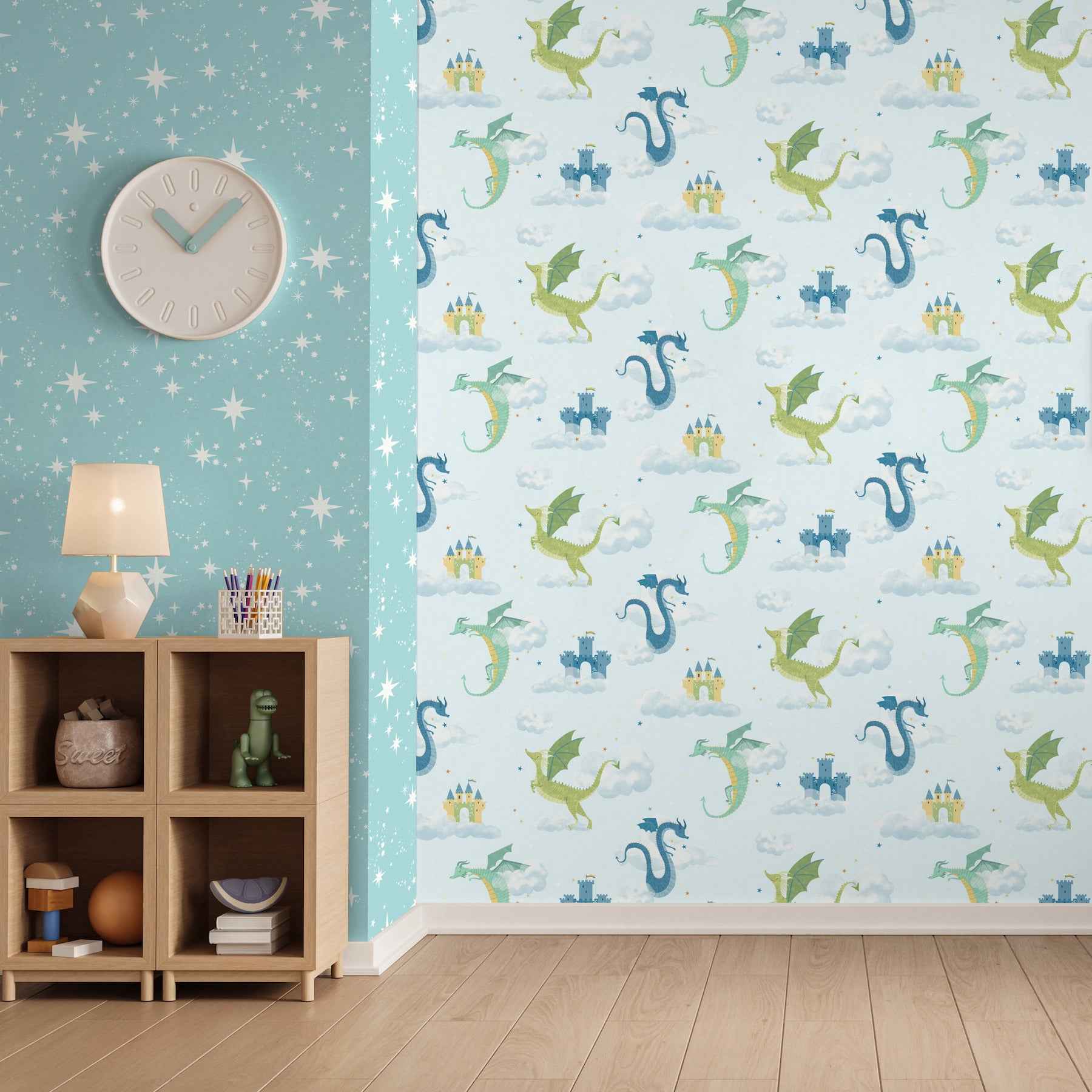Magical Dragons Blue Fantastical Wallpaper - York Wallcoverings - 4203-27550 - York Wallcoverings Wallpaper